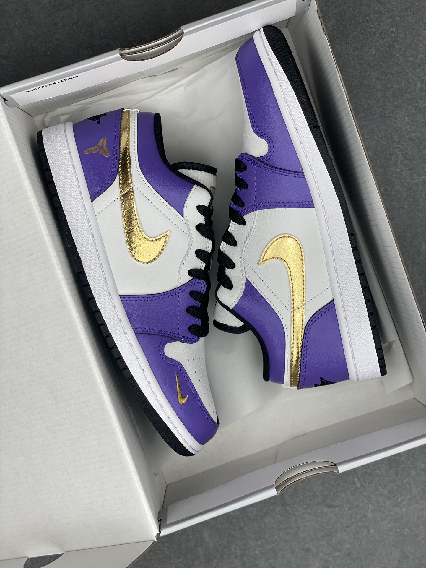 Nike Air Jordan 1 Low Kobe Lakers Shoes, Gold Accents, Purple and White 9 i1728424353 4619 0
