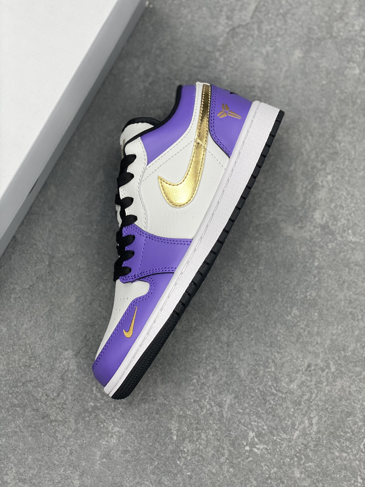 Nike Air Jordan 1 Low Kobe Lakers Shoes, Gold Accents, Purple and White 7 i1728424353 5263 6