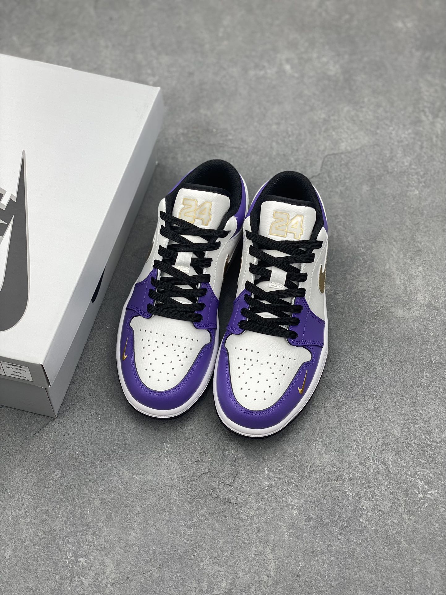Nike Air Jordan 1 Low Kobe Lakers Shoes, Gold Accents, Purple and White 8 i1728424353 8442 7