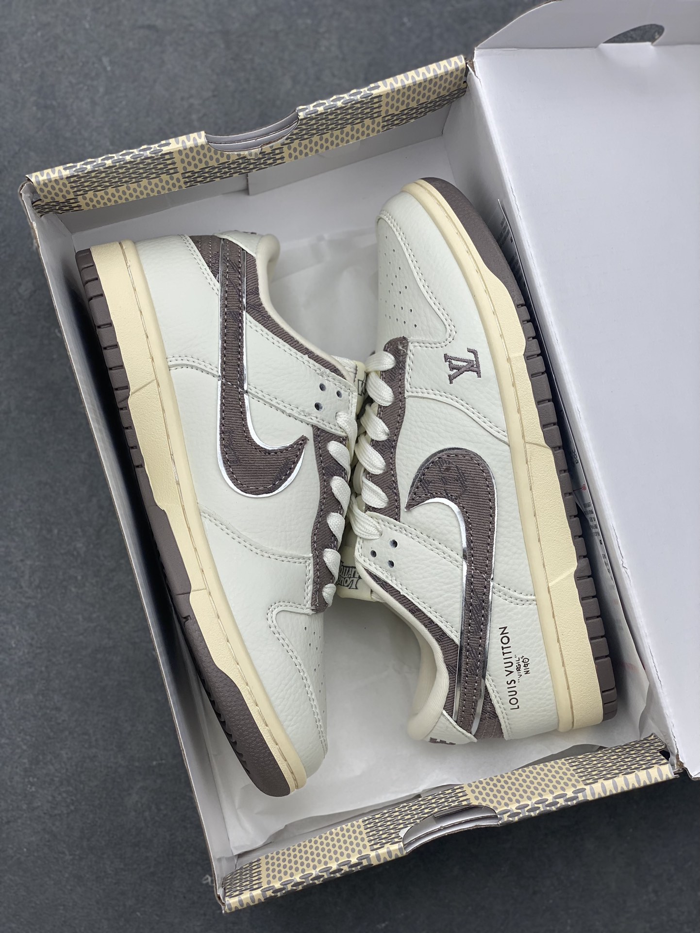 Nike SB Dunk Low Louis Vuitton Collab Sneakers - Beige/Brown, Premium Quality 10 i1728507587 4723 1