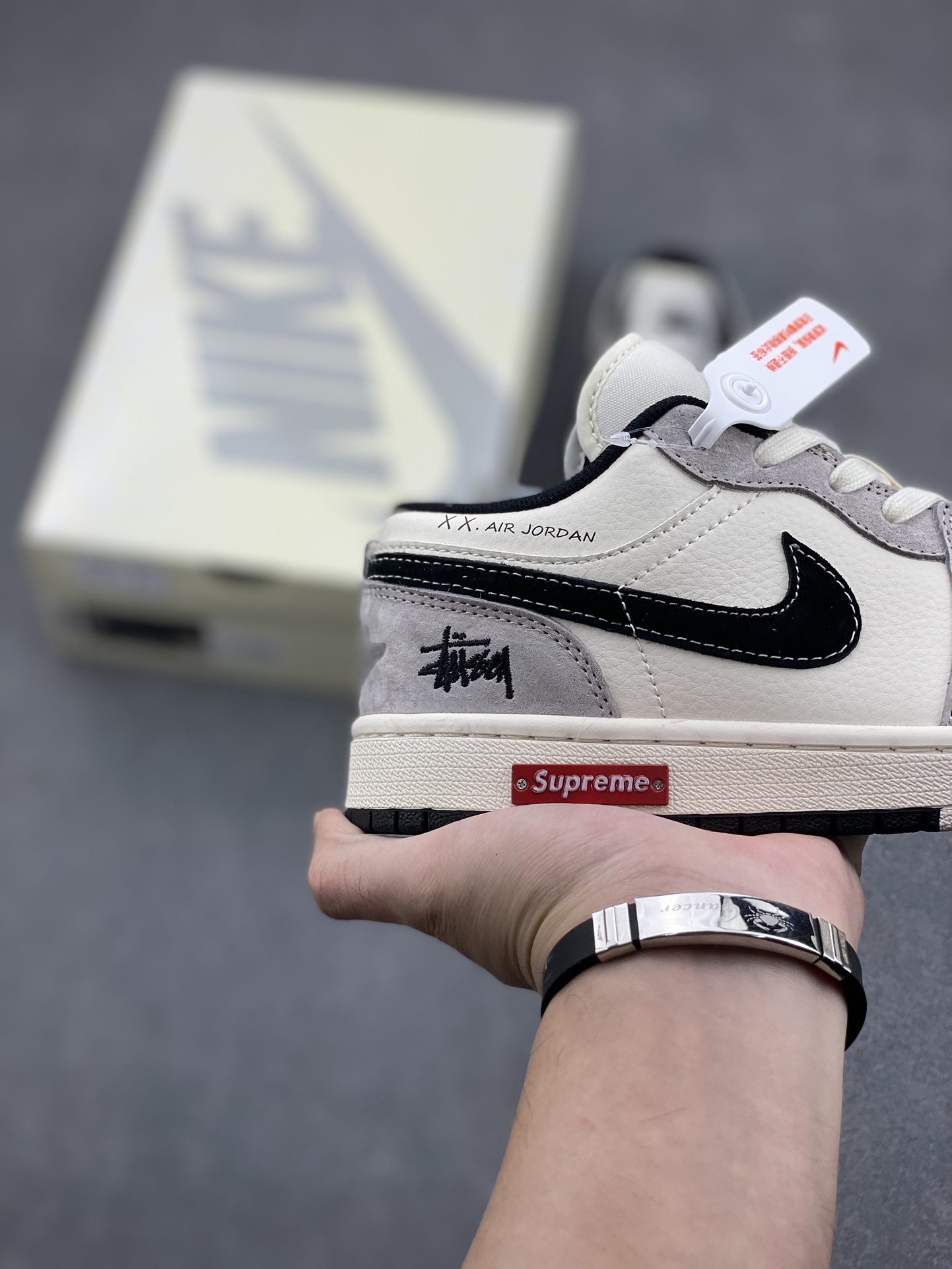 Nike Air Jordan 1 Stussy Collab - Grey/Black/Red - Retro Low Top Shoe 5 i1731299470 4751 0