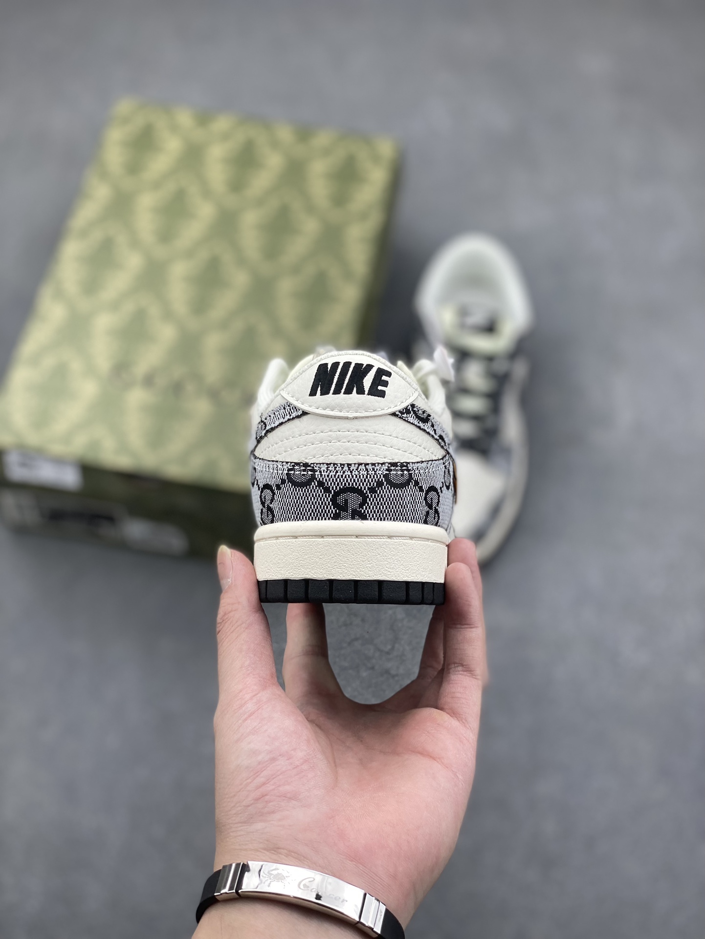Nike SB Dunk Low "Gucci" Grey Pattern Anniversary Custom Sneakers 5 i1731437881 2189 4