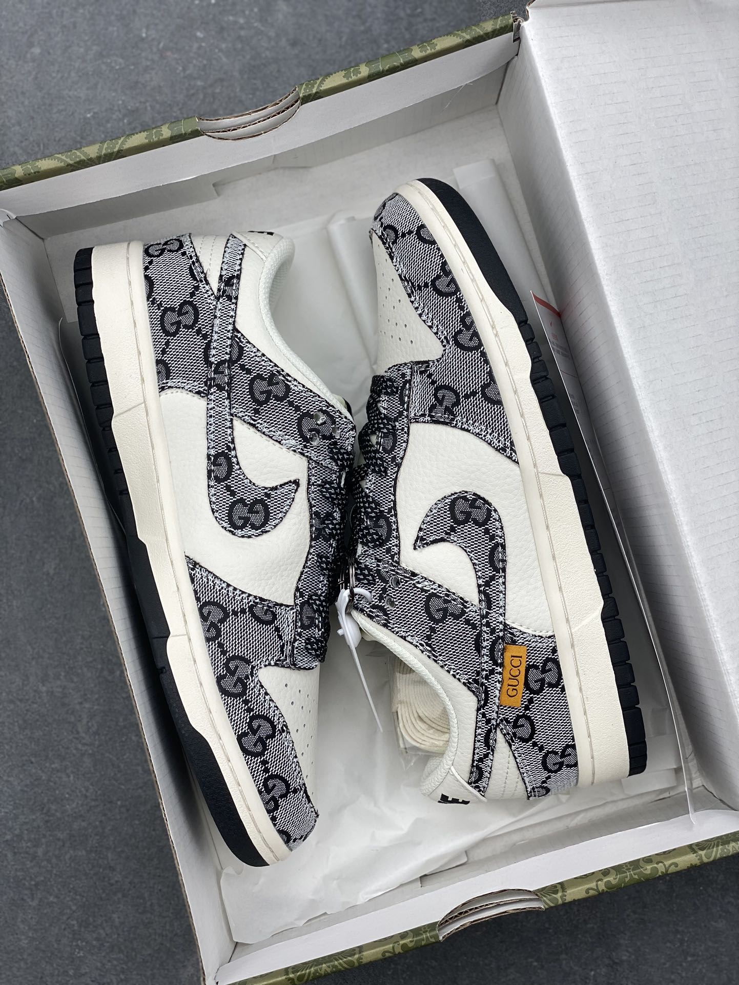 Nike SB Dunk Low "Gucci" Grey Pattern Anniversary Custom Sneakers 10 i1731437881 5265 2