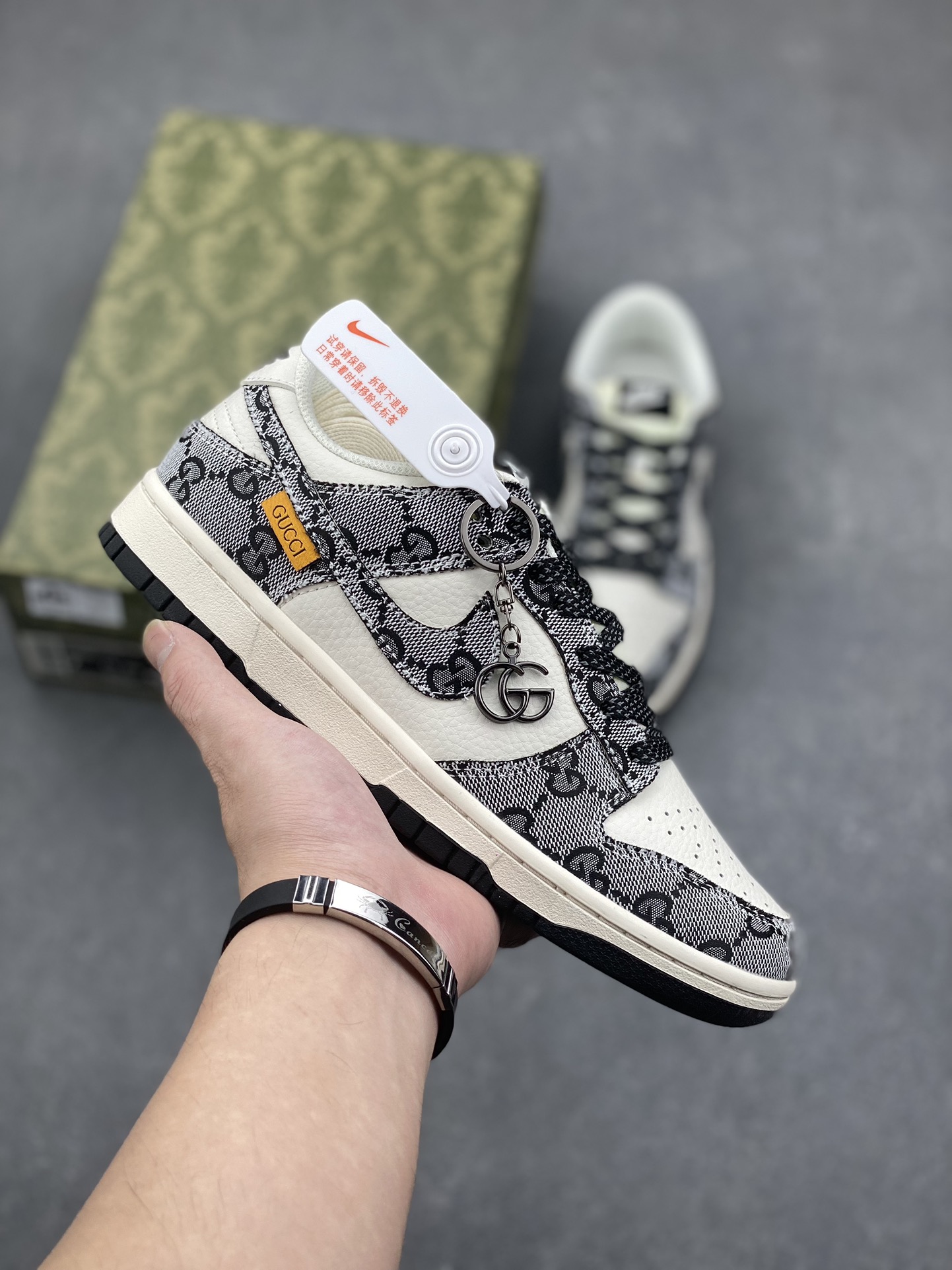 Nike SB Dunk Low "Gucci" Grey Pattern Anniversary Custom Sneakers 2 i1731437881 705 6