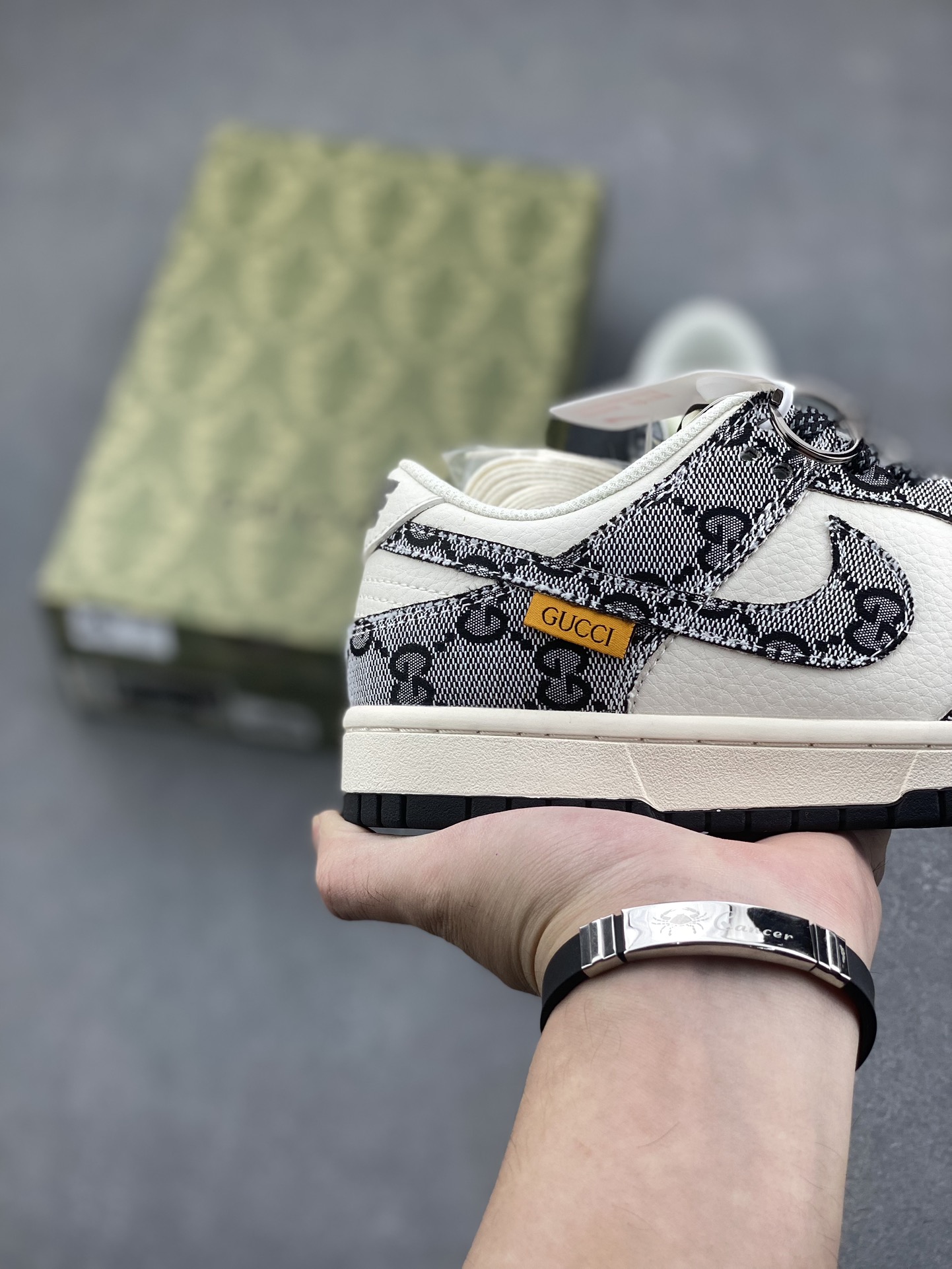 Nike SB Dunk Low "Gucci" Grey Pattern Anniversary Custom Sneakers 6 i1731437881 8249 8
