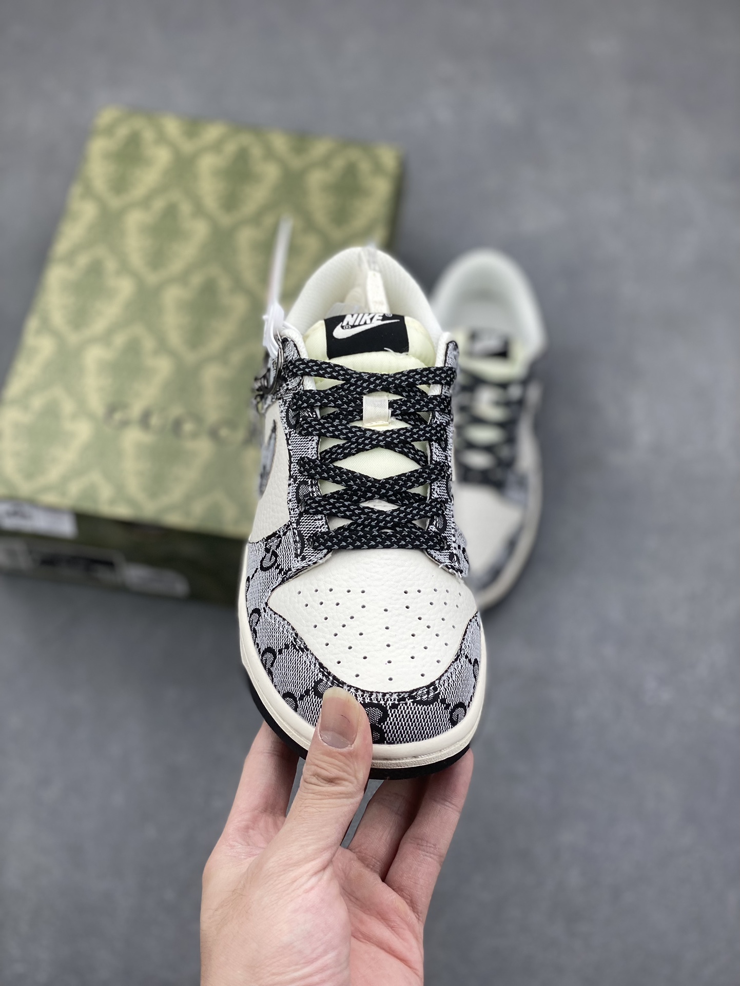 Nike SB Dunk Low "Gucci" Grey Pattern Anniversary Custom Sneakers 3 i1731437881 8315 0