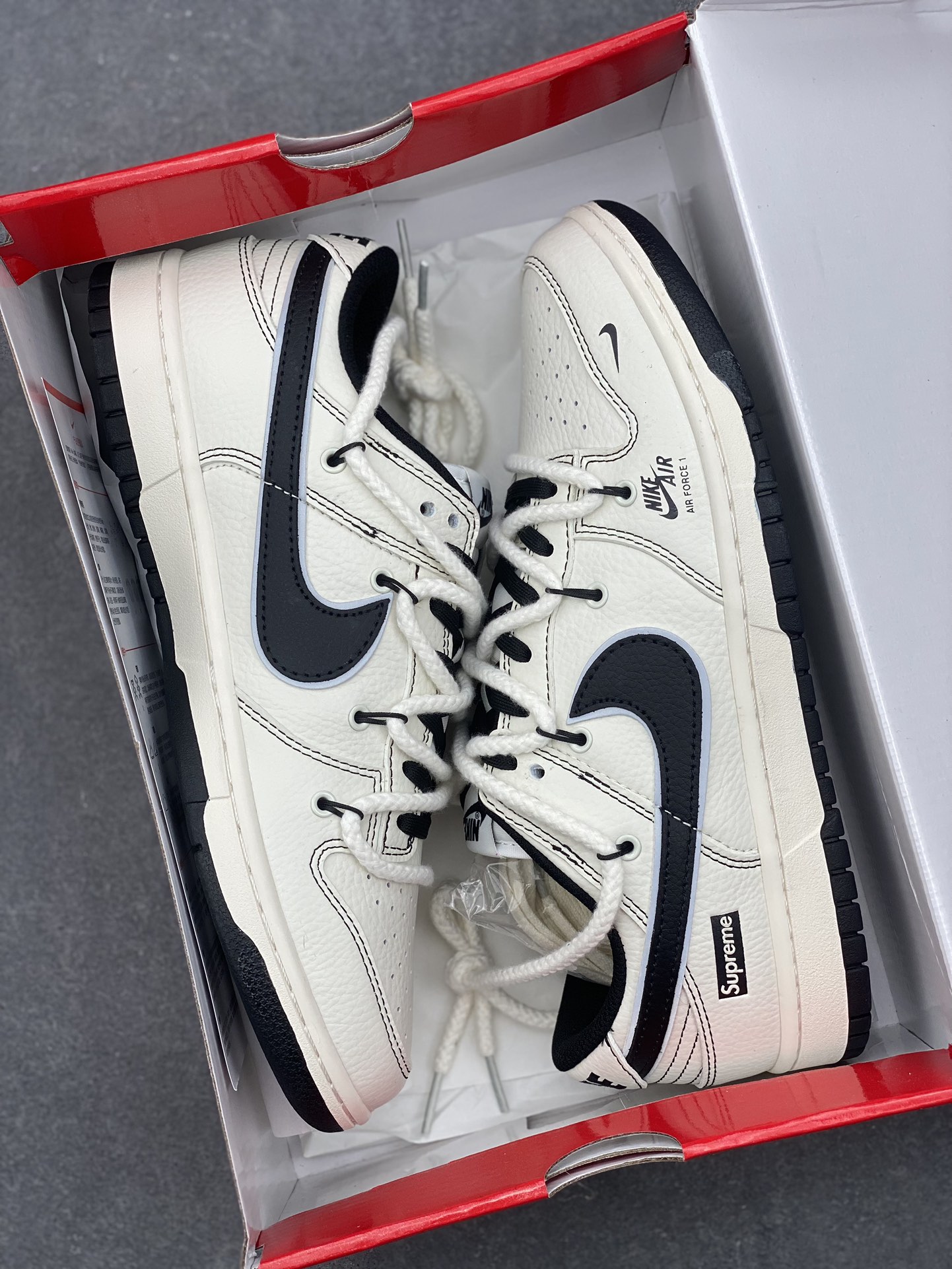 Nike SB Dunk Low Supreme Collab Sneakers Cream/Black, Casual Skate Shoes 9 i1731517947 7507 7