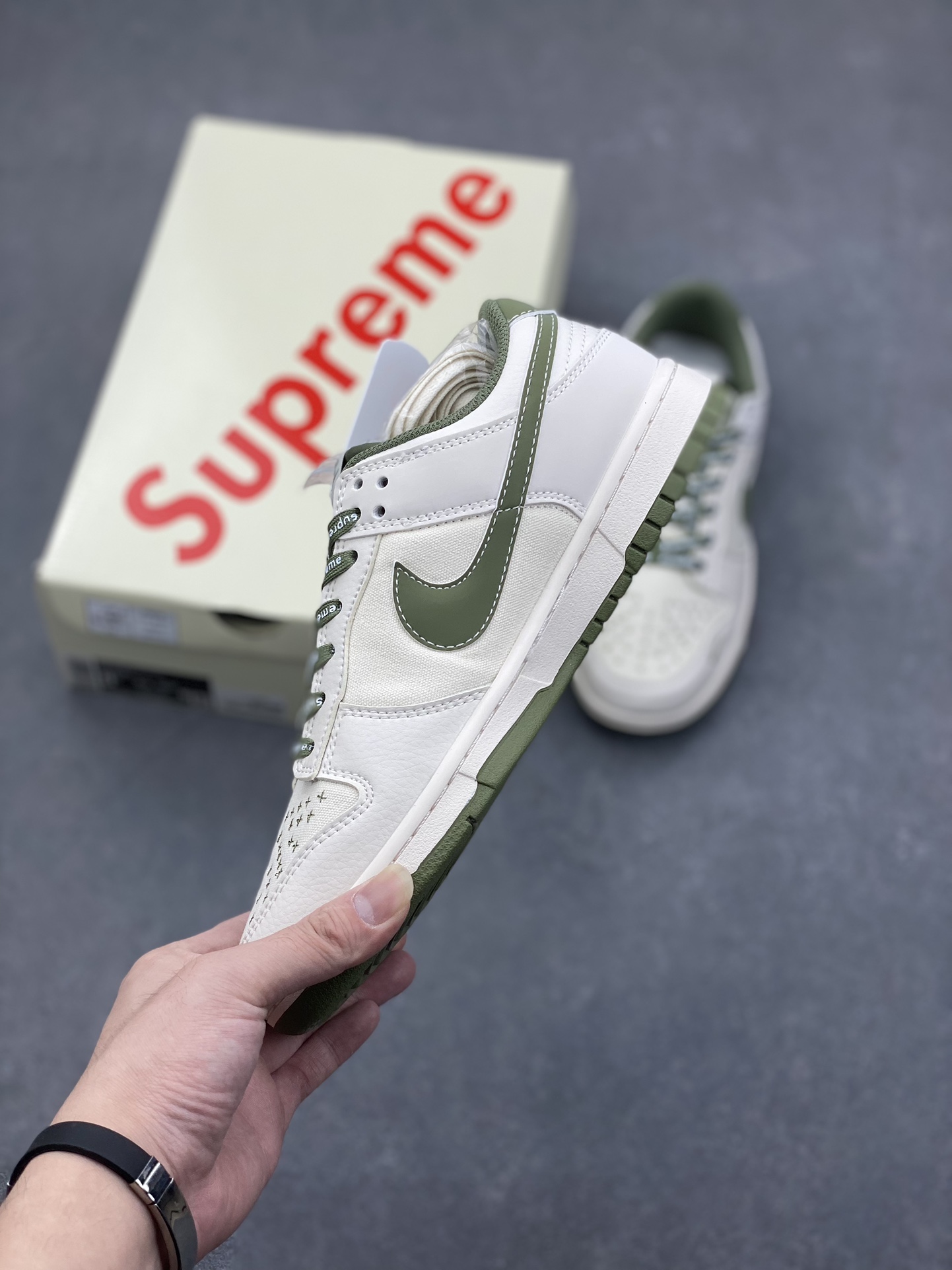 Nike SB Dunk Low Supreme Sneakers - Military Green Canvas Limited Edition 3 i1731948880 5359 7