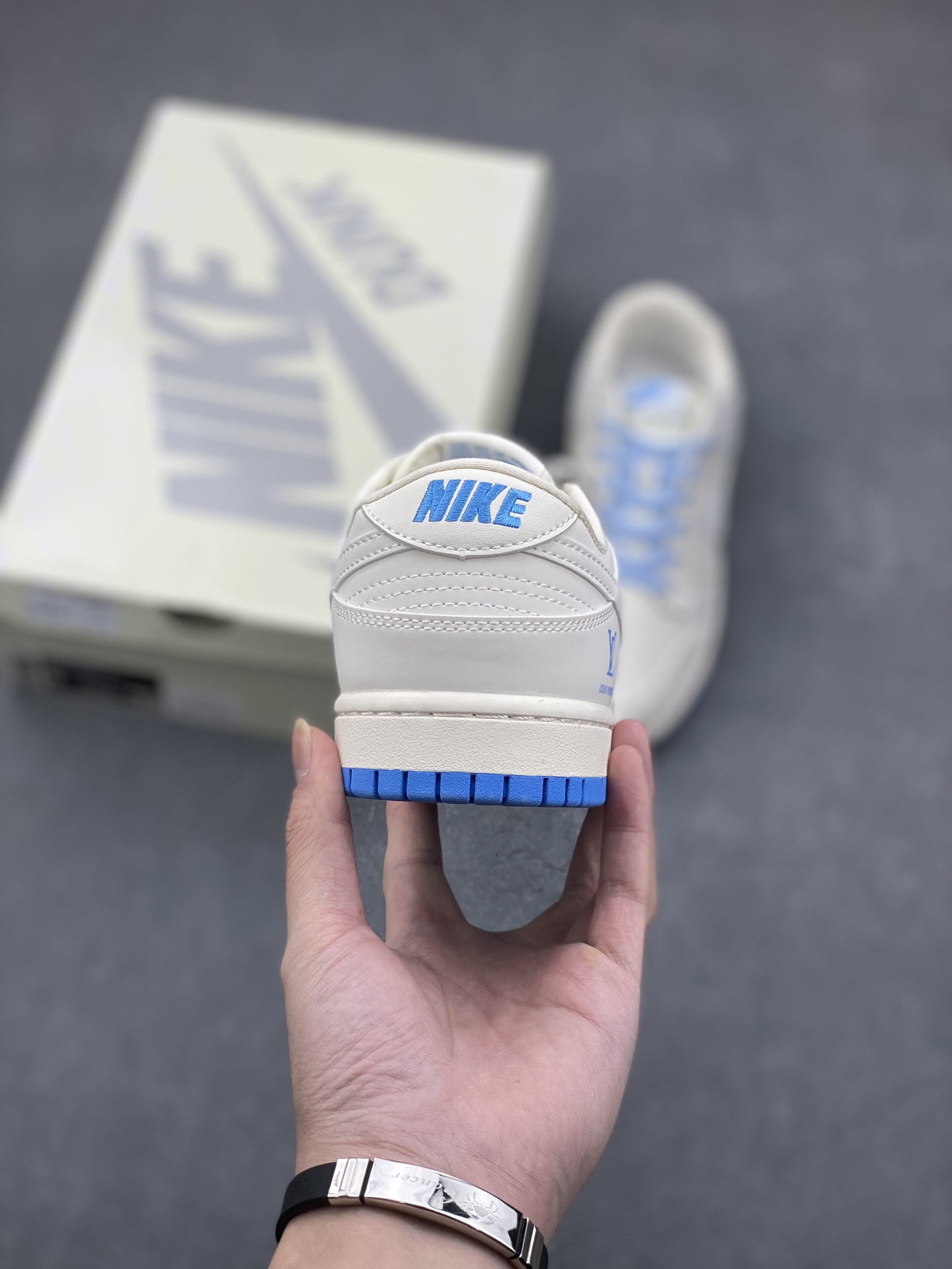 Nike SB Dunk Low Louis Vuitton Collab - Cream & Blue Premium Leather Sneakers 4 i1732090136 6817 1