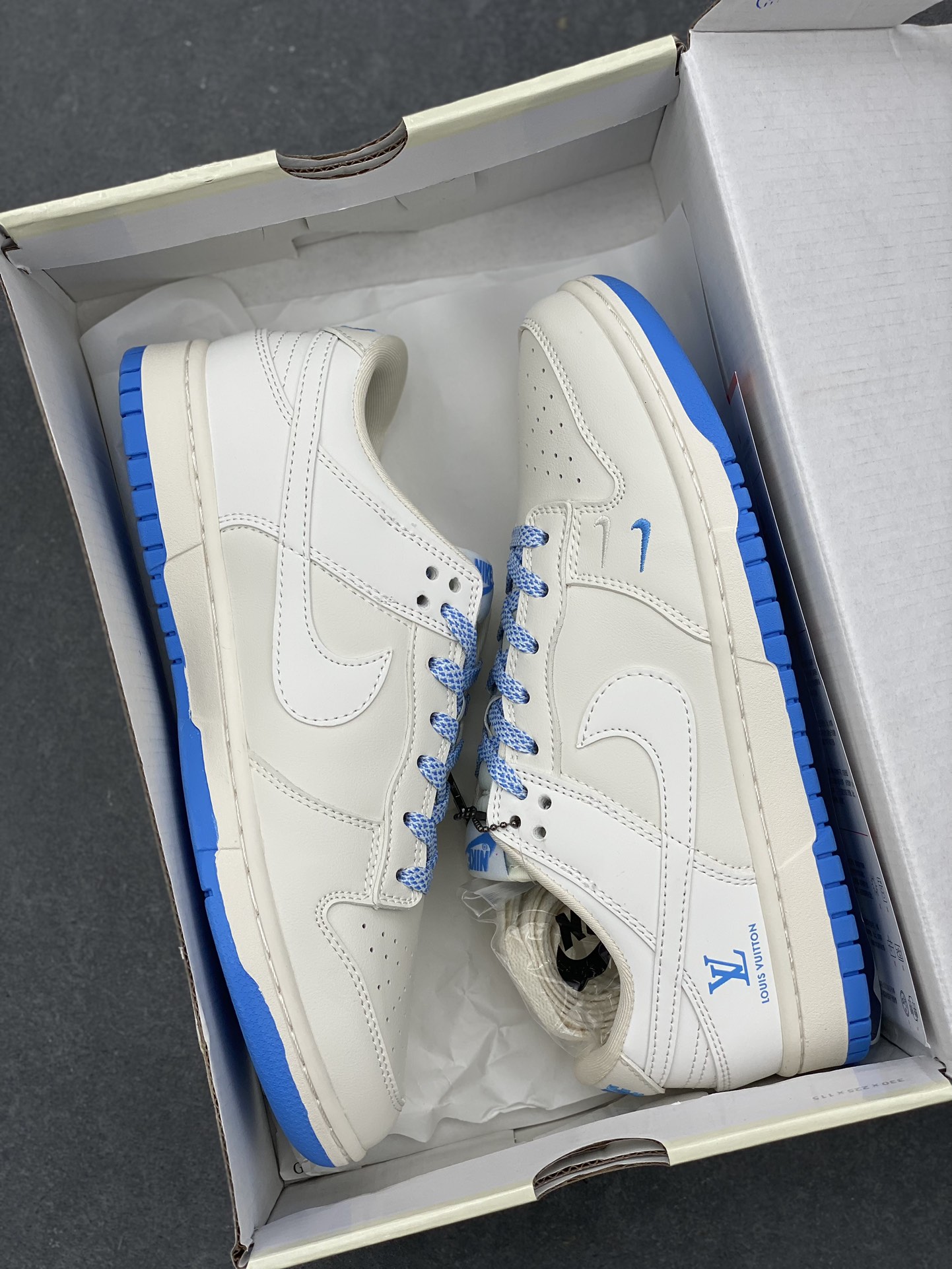 Nike SB Dunk Low Louis Vuitton Collab - Cream & Blue Premium Leather Sneakers 9 i1732090137 1432 8