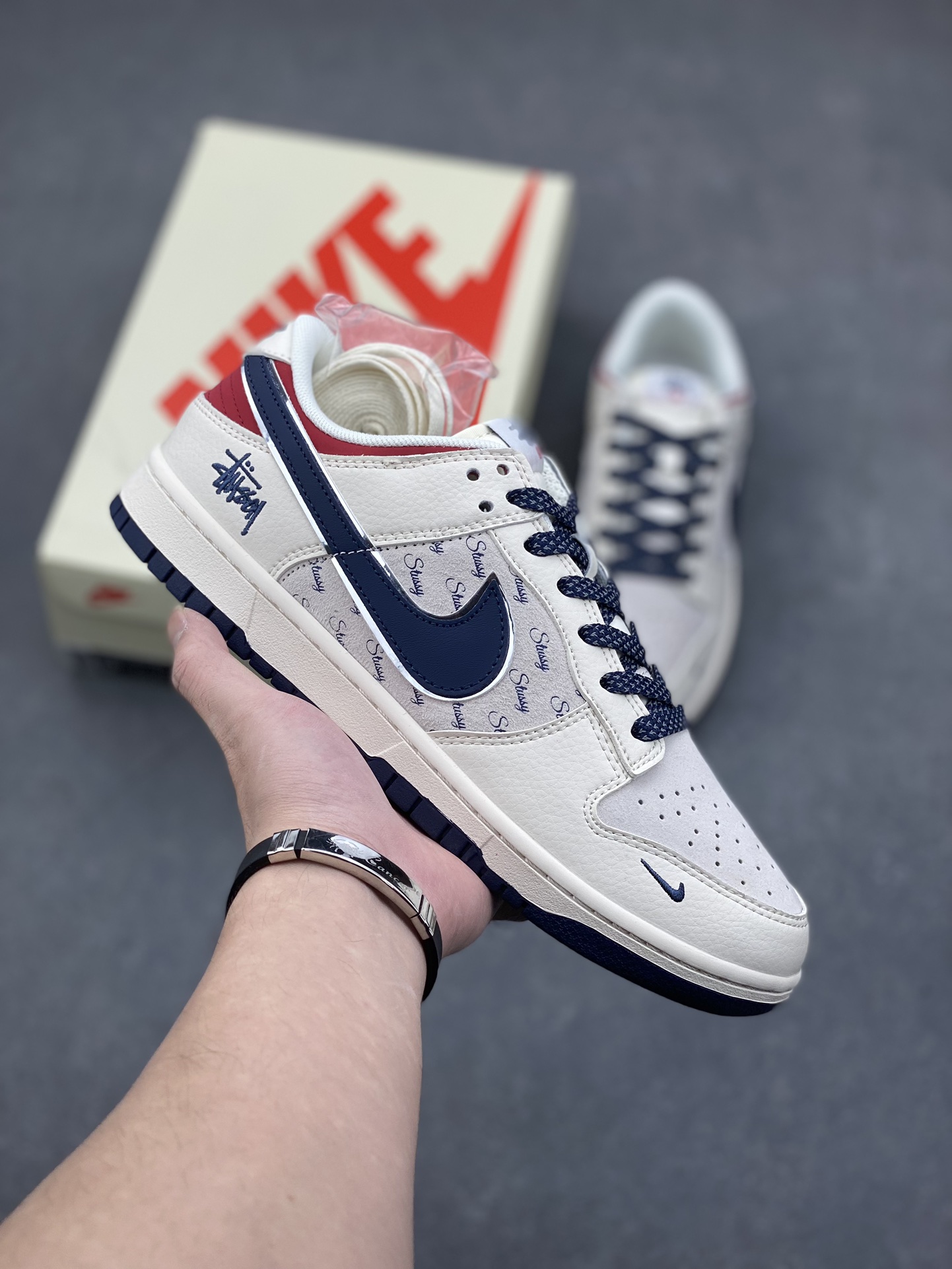 Nike SB Dunk Low Stussy Collab Blue White Red Anniversary Custom Sneakers 1 i1732293798 118 5