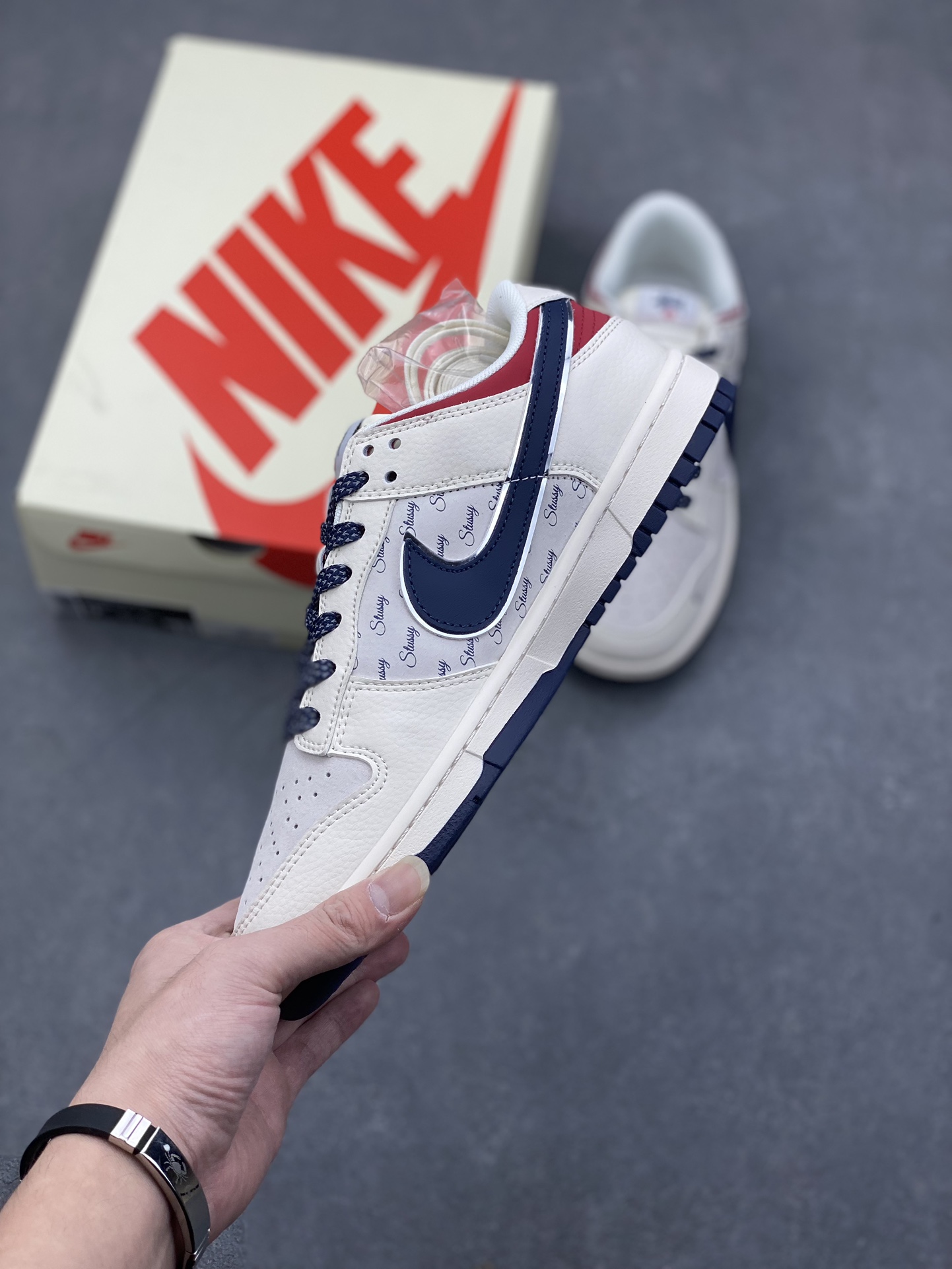 Nike SB Dunk Low Stussy Collab Blue White Red Anniversary Custom Sneakers 3 i1732293798 4086 6