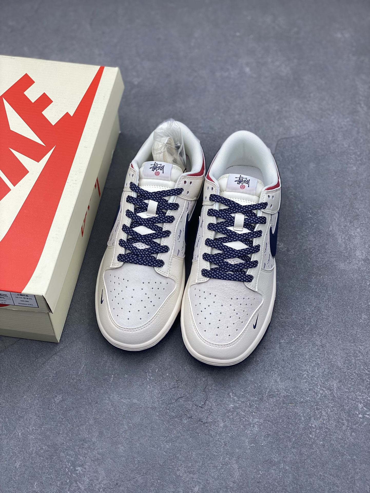 Nike SB Dunk Low Stussy Collab Blue White Red Anniversary Custom Sneakers 8 i1732293798 6407 8
