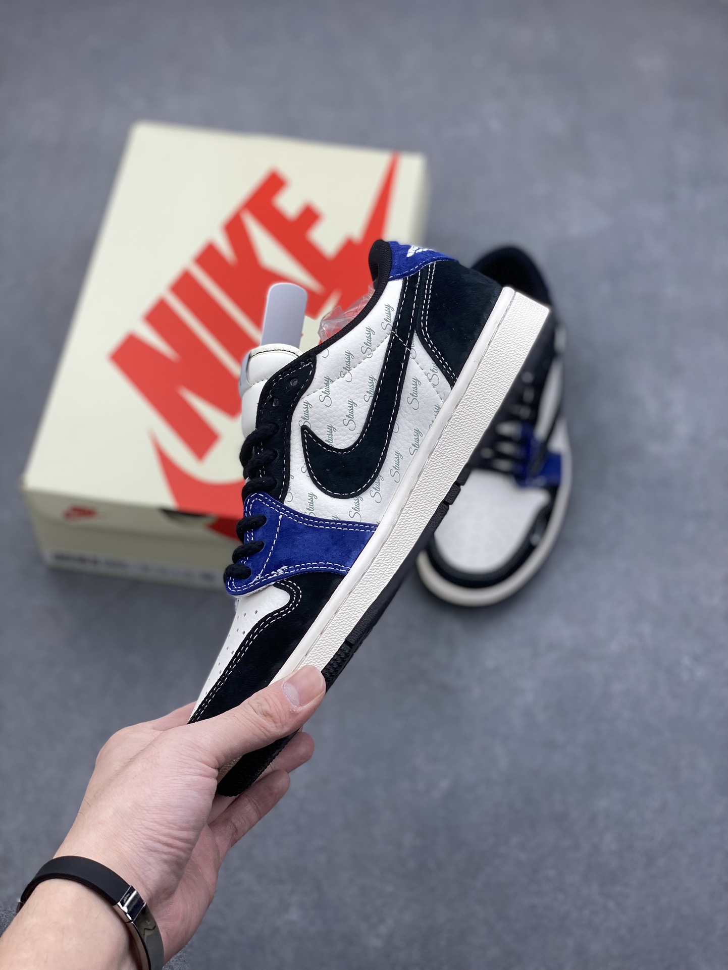 Nike x Stussy Air Jordan 1 Low OG: Black, White & Blue Collaboration Sneakers 4 i1732639554 1209 5