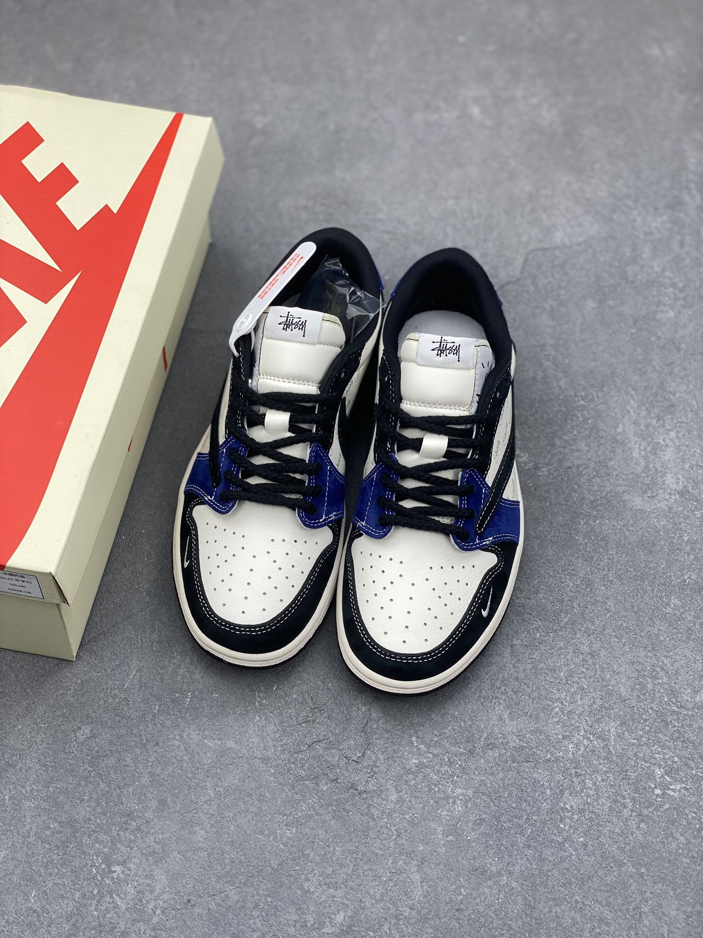 Nike x Stussy Air Jordan 1 Low OG: Black, White & Blue Collaboration Sneakers 9 i1732639554 2739 0