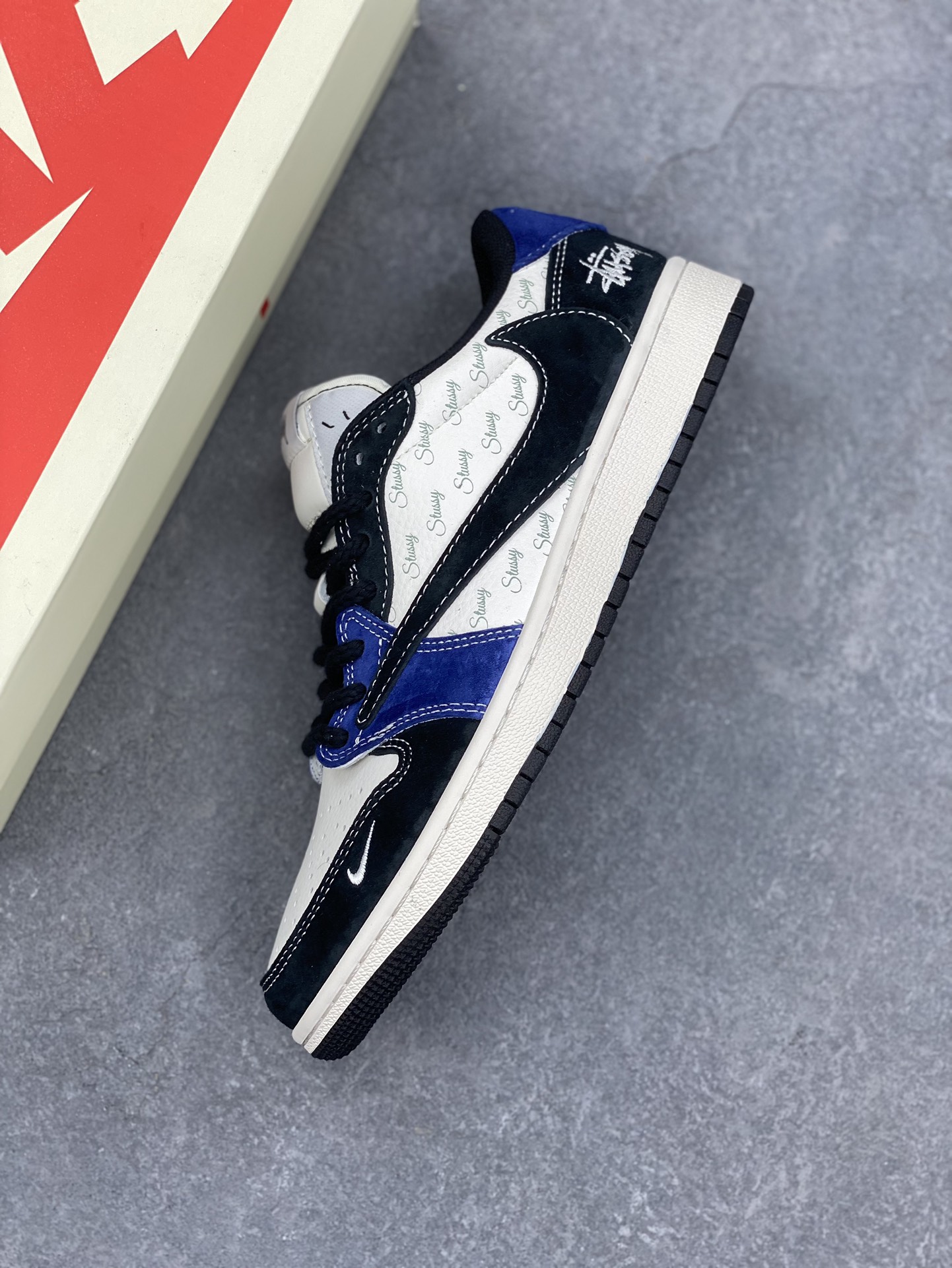 Nike x Stussy Air Jordan 1 Low OG: Black, White & Blue Collaboration Sneakers 8 i1732639554 4765 4