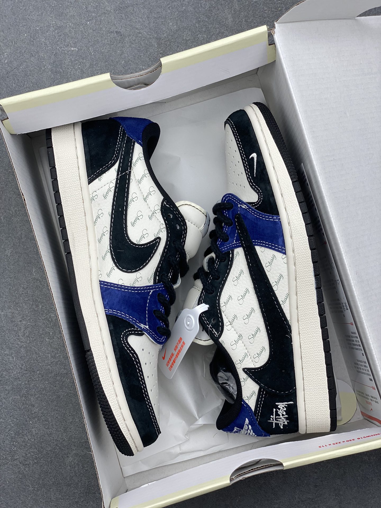 Nike x Stussy Air Jordan 1 Low OG: Black, White & Blue Collaboration Sneakers 10 i1732639555 4827 8