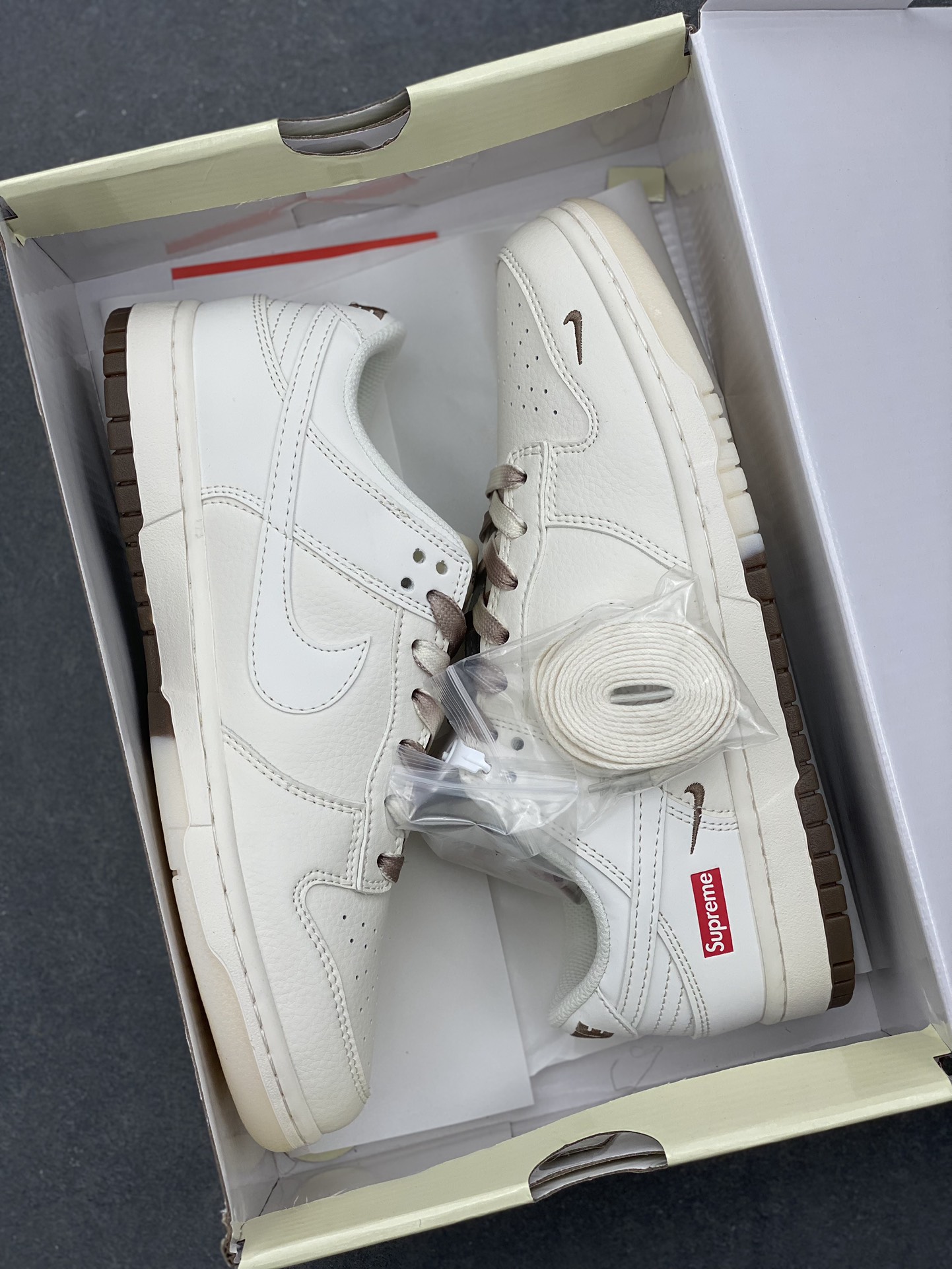 Nike SB Dunk Low Supreme White Brown: Anniversary Custom Low-Top Sneakers 10 i1733430069 1292 2