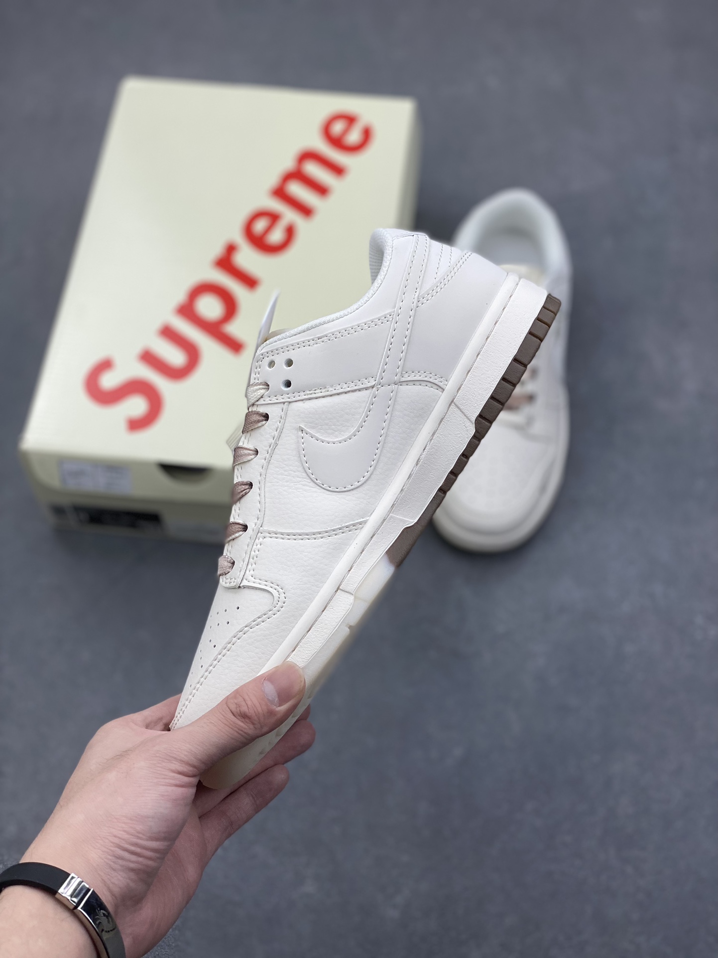 Nike SB Dunk Low Supreme White Brown: Anniversary Custom Low-Top Sneakers 4 i1733430069 1611 7