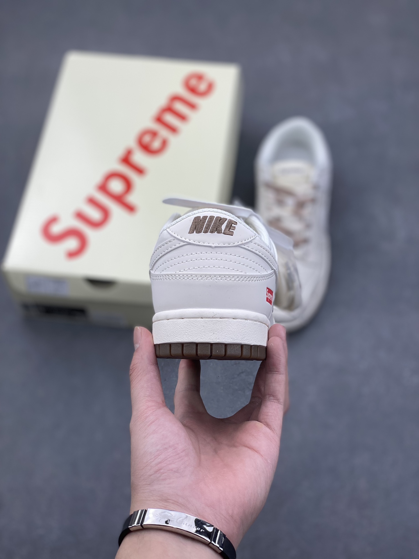 Nike SB Dunk Low Supreme White Brown: Anniversary Custom Low-Top Sneakers 5 i1733430069 2724 0