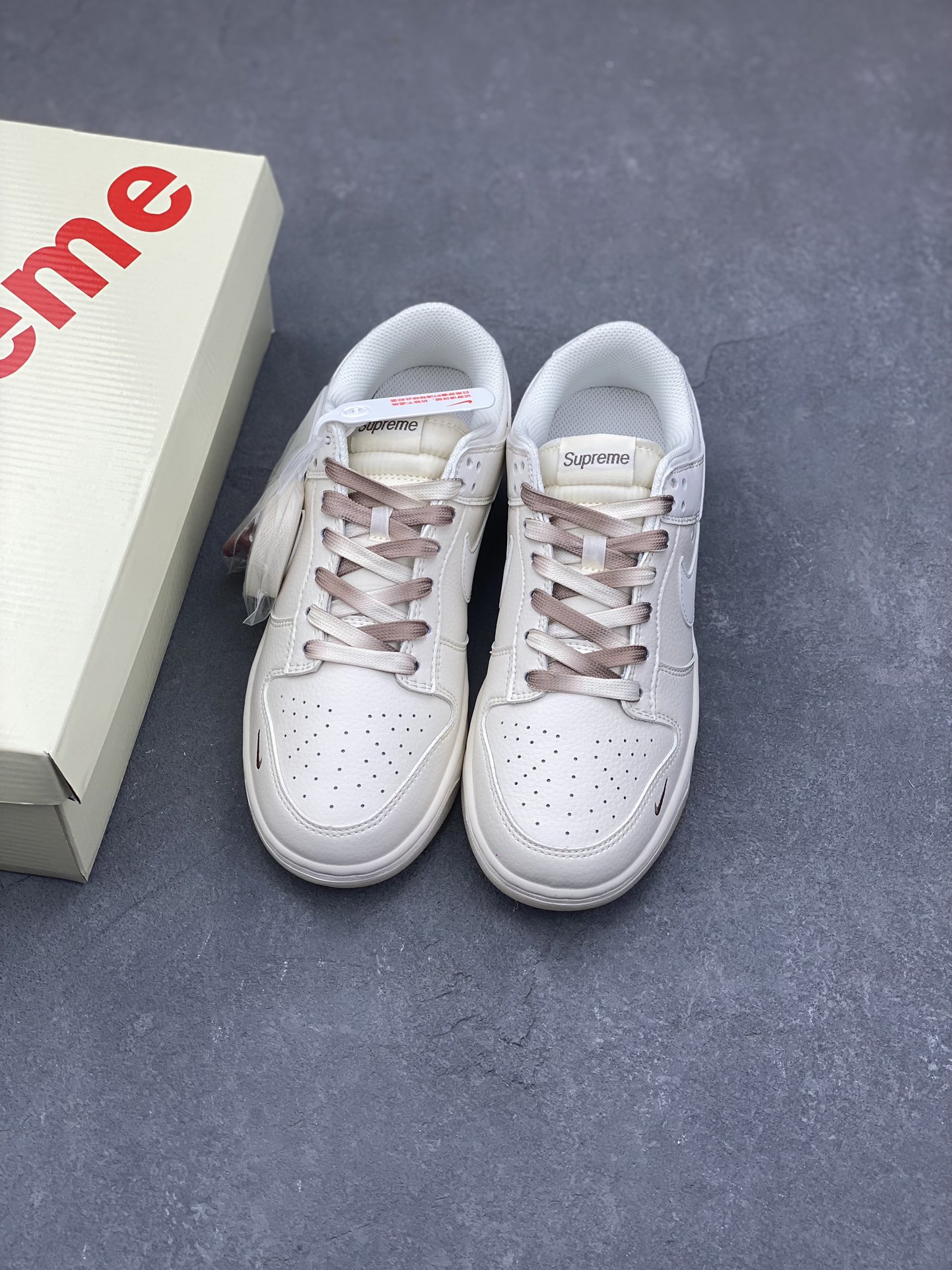Nike SB Dunk Low Supreme White Brown: Anniversary Custom Low-Top Sneakers 9 i1733430069 7206 8