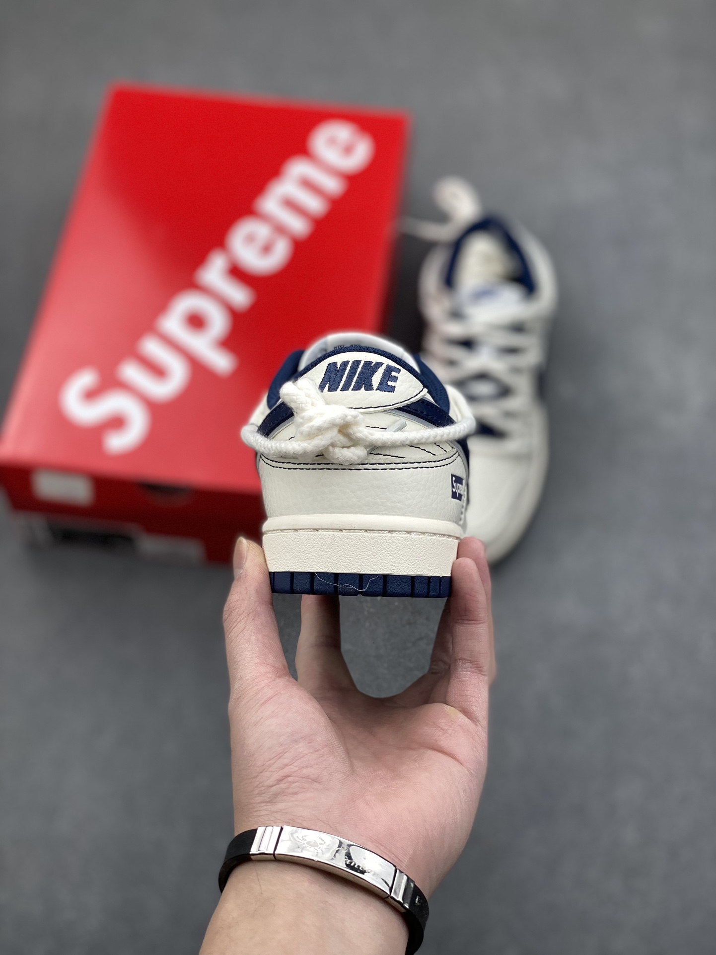 Nike SB Dunk Low Supreme Sneakers Premium Leather Blue Accents - Limited Edition 4 i1734281844 1090 2