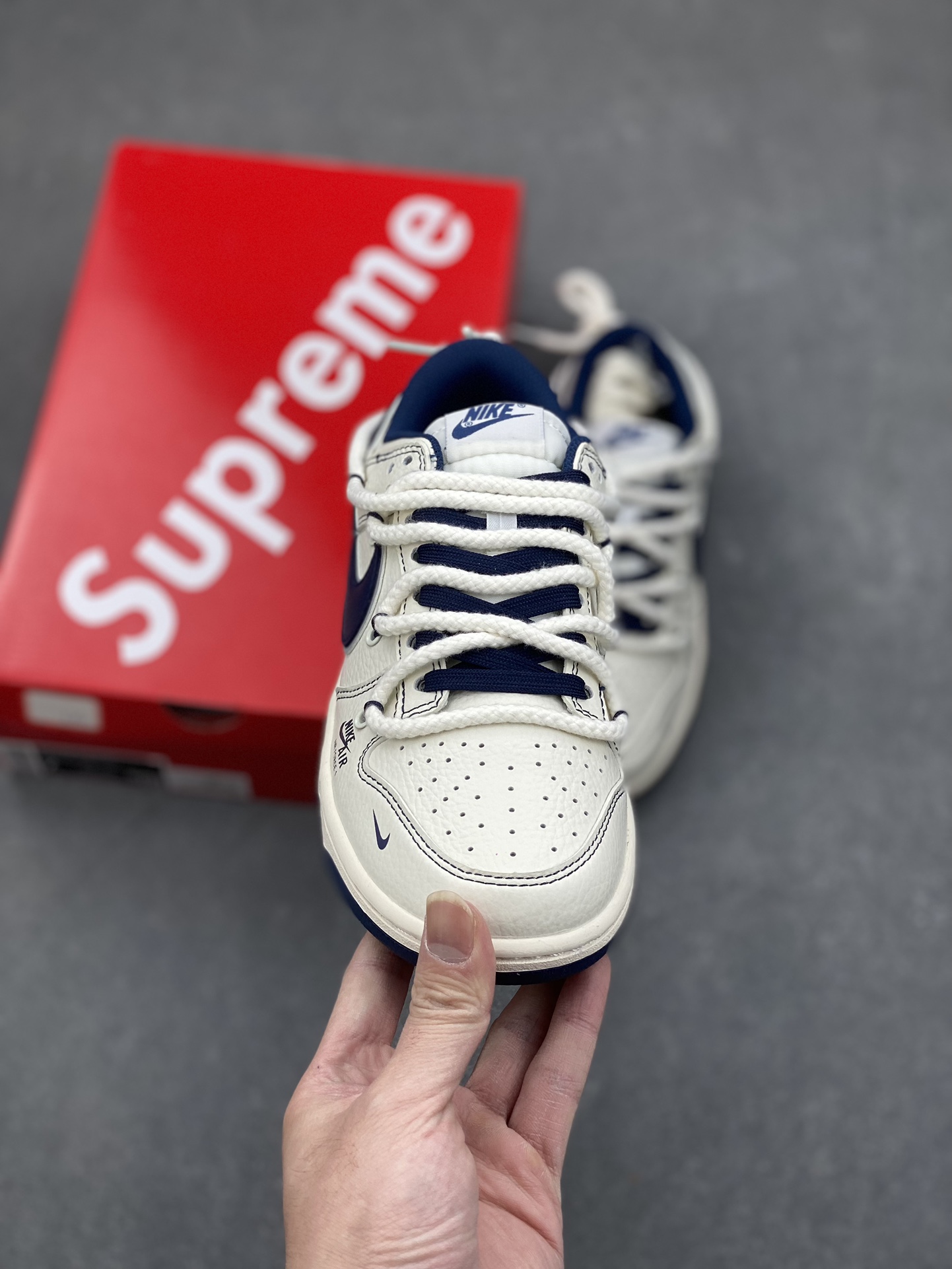 Nike SB Dunk Low Supreme Sneakers Premium Leather Blue Accents - Limited Edition 2 i1734281844 4107 4