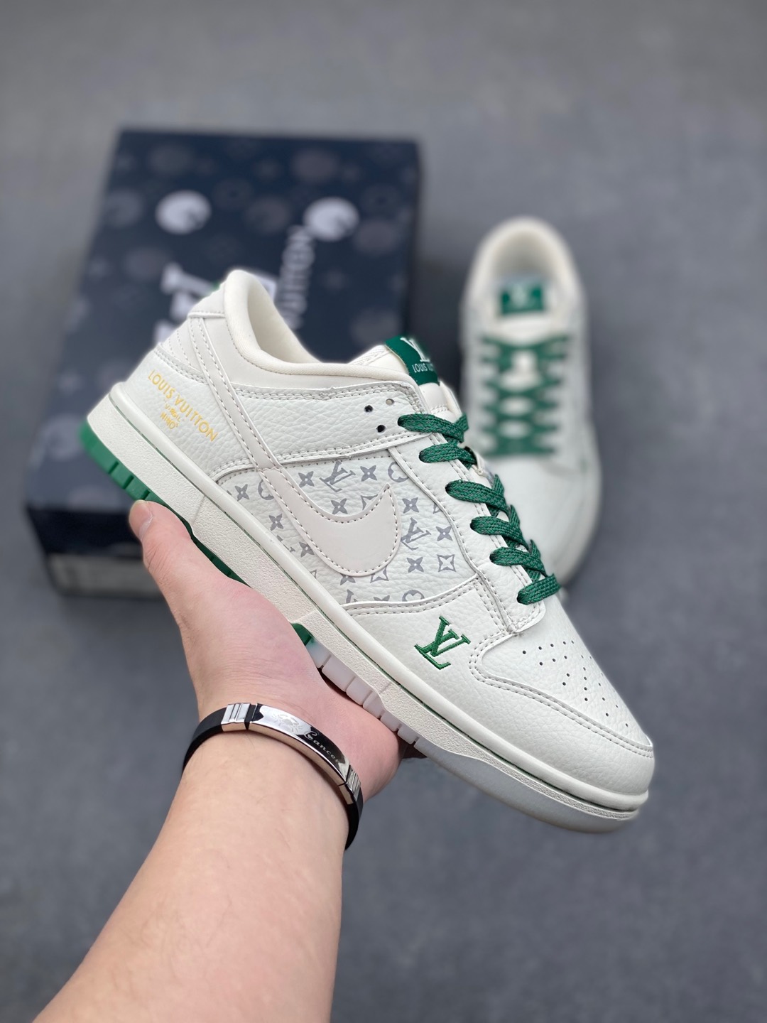 Nike SB Dunk Low x Louis Vuitton White Green Sneakers 2 i1735244689832 4605 0 0