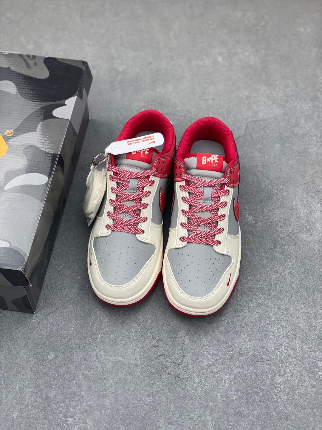Nike SB Dunk Low x BAPE 'Grey Red' - Limited Edition Sneaker Collaboration 8 i1735328426697 8052 0 7