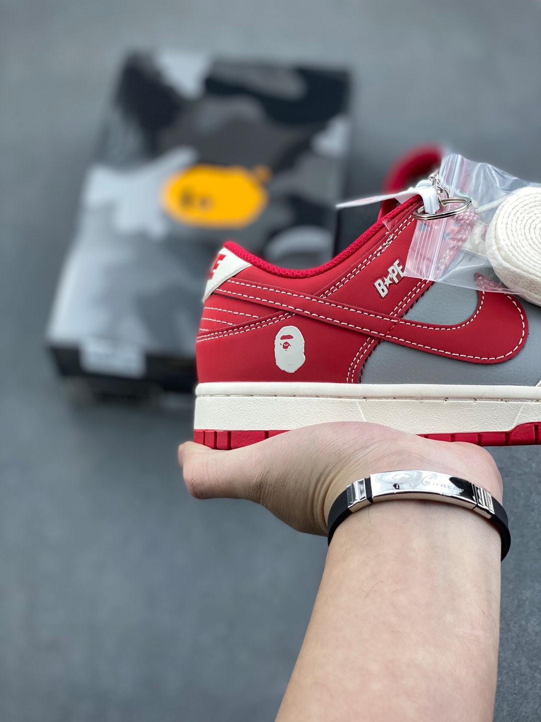 Nike SB Dunk Low x BAPE 'Grey Red' - Limited Edition Sneaker Collaboration 5 i1735328426839 5671 0 4