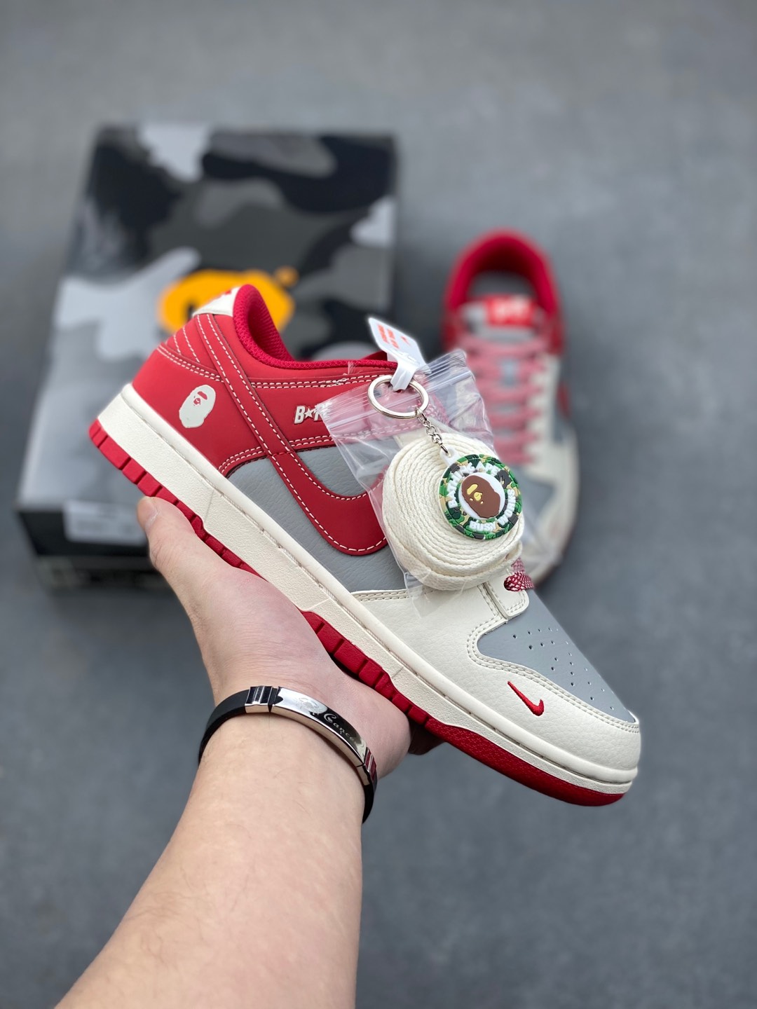 Nike SB Dunk Low x BAPE 'Grey Red' - Limited Edition Sneaker Collaboration 1 i1735328427268 9945 0 0
