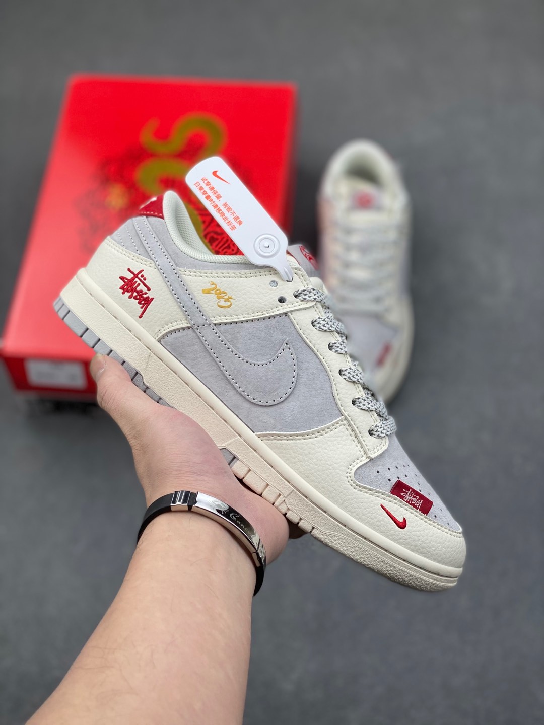 Nike SB Dunk Low x Stussy 'Year of the Snake' White Grey (Various Sizes) 2 i1735592431746 7163 0 0