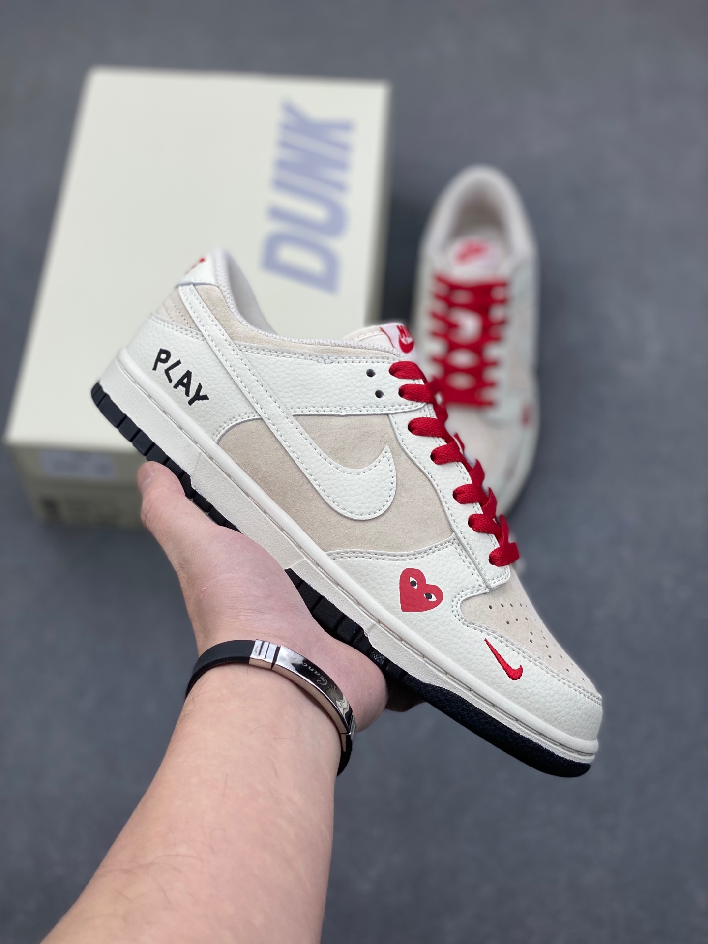 Nike SB Dunk Low Premium Anniversary Edition Sneakers in White and Beige