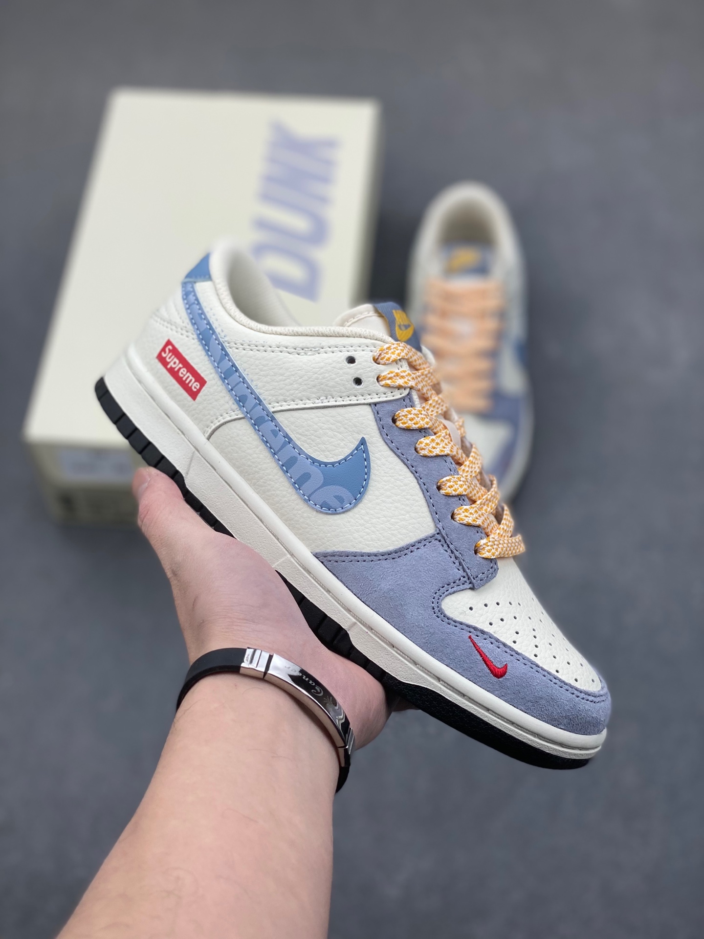Nike SB Dunk Low x Supreme White Blue Purple, Original Leather, Comfort Fit 1 i1736725314179 6094 0 0