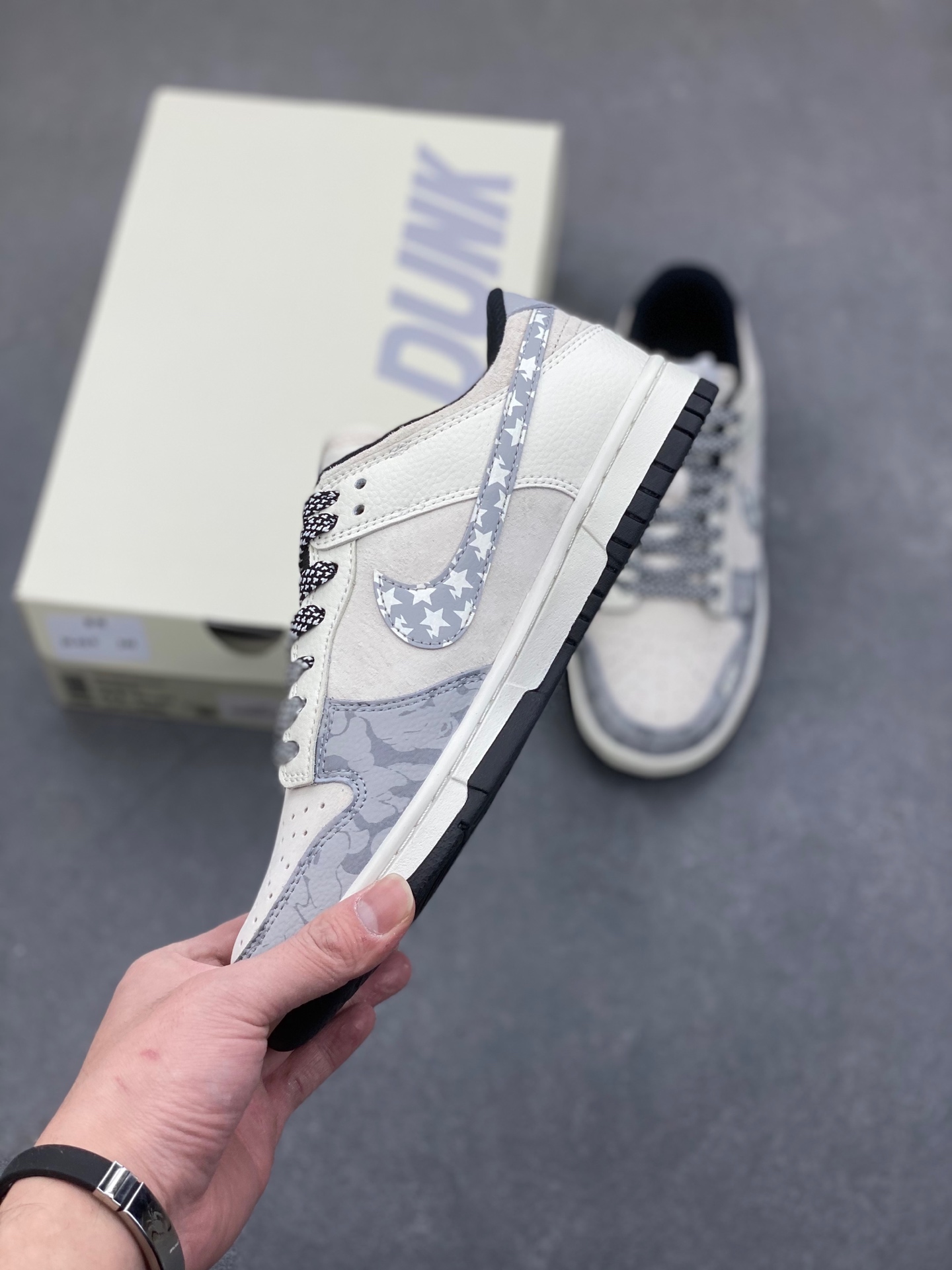 Nike SB Dunk Low x BAPE White Grey Starry Sky Edition Authentic Sneakers 3 i1736896423717 9991 0 2