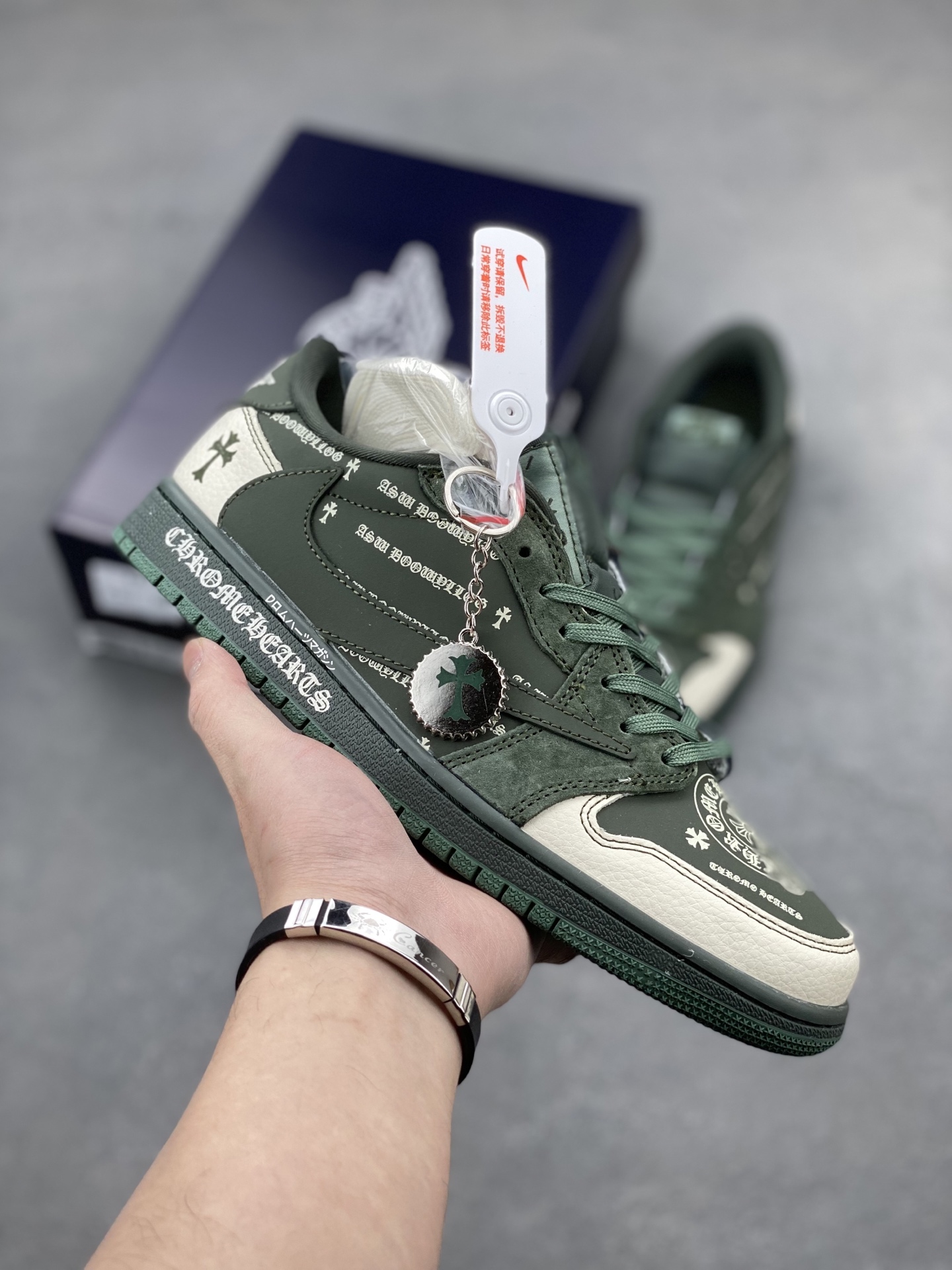 Travis Scott x Fragment x Jordan 1 Low Chrome Hearts Deep Army Green