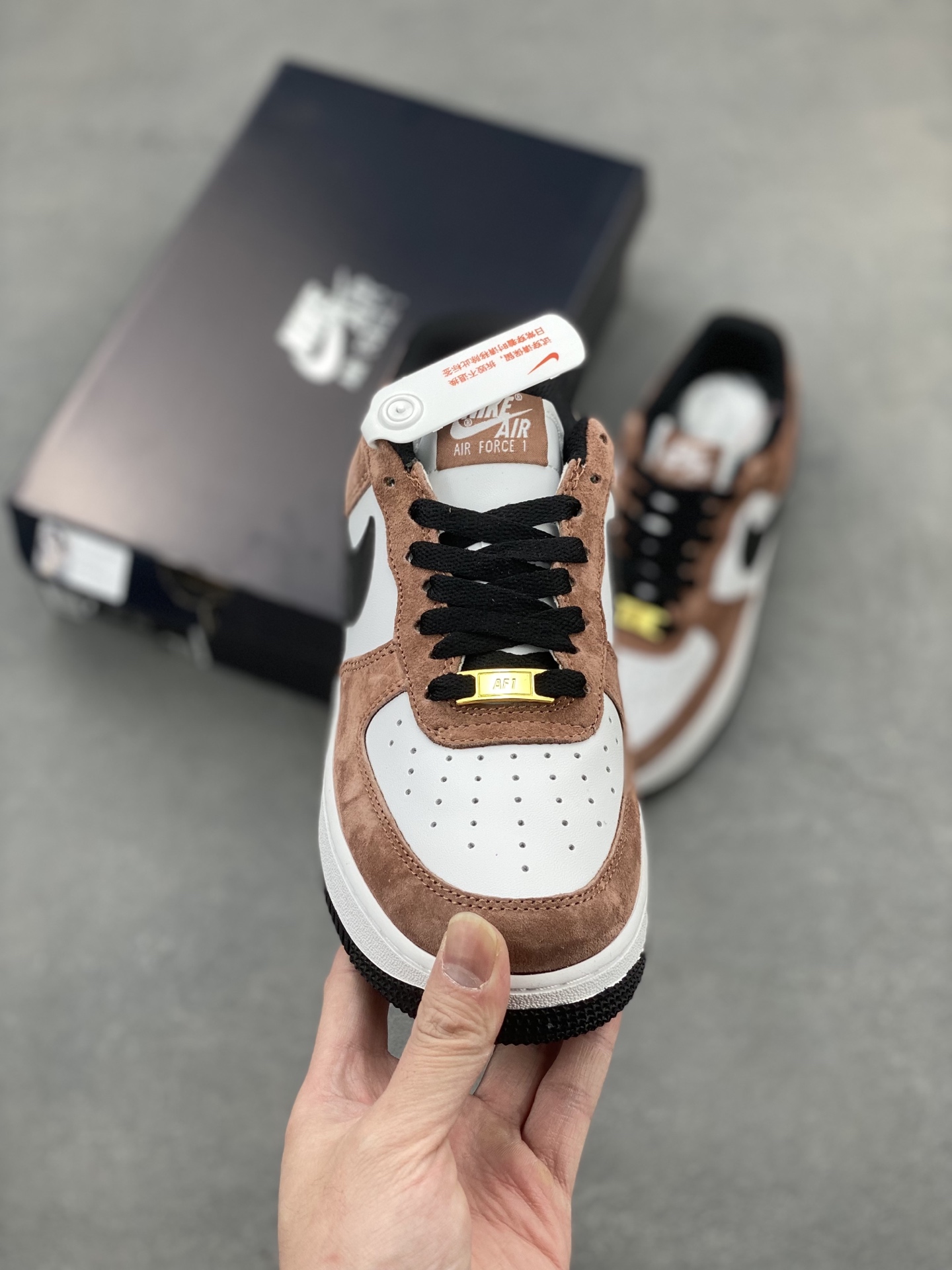 Nike Air Force 1 Low Brown Suede and White Leather Sneakers 3 i1743611215861 6420 0 1