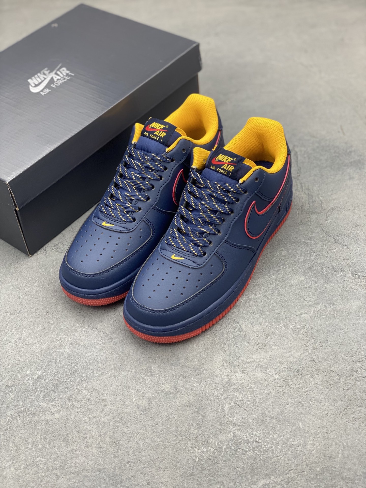 Nike Air Force 1 '07 Low Sneakers - Limited Edition, Navy/Red/Yellow 9 i1743960060412 7889 0 7