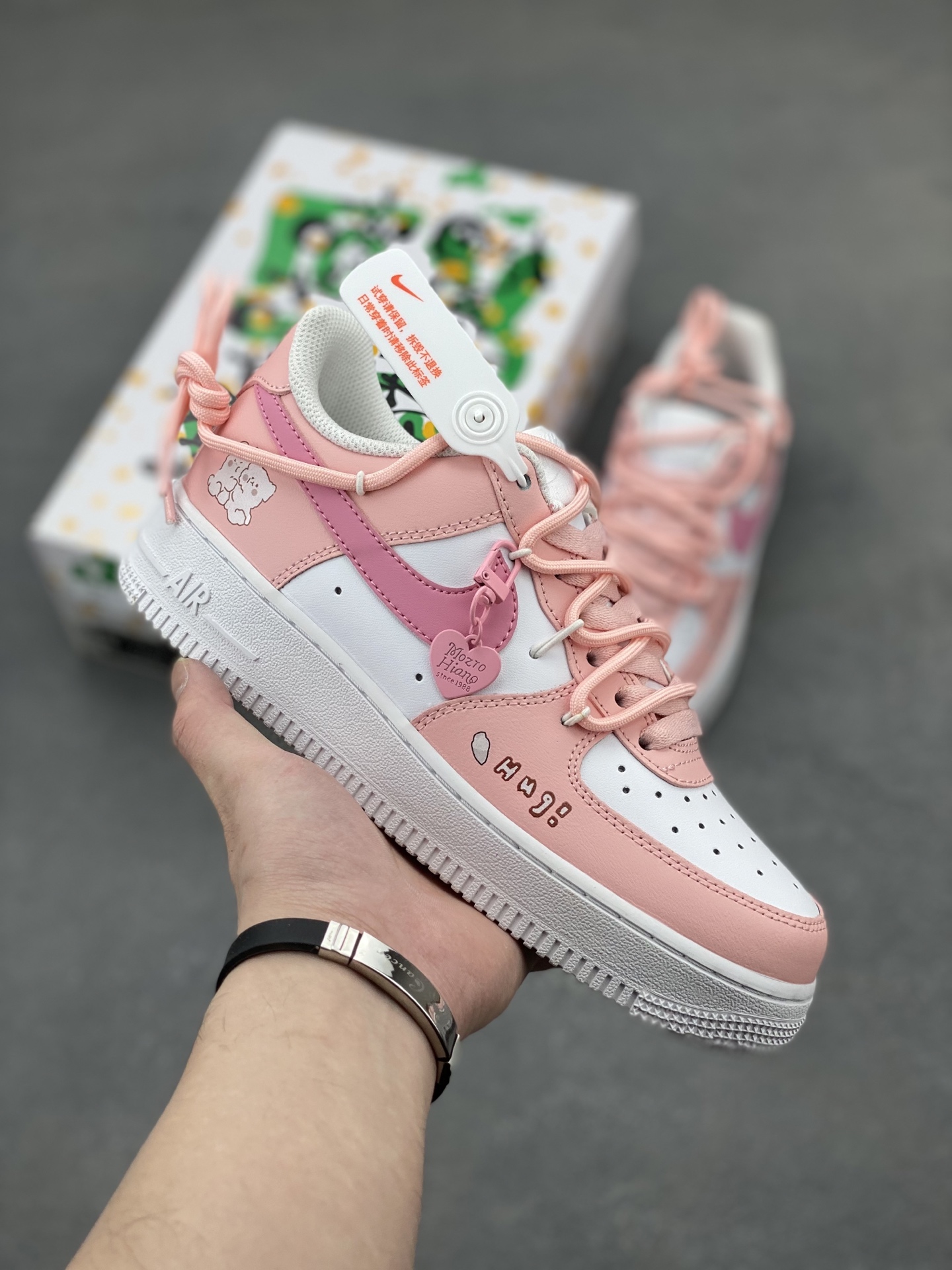 Nike Air Force 1 '07 Low Pink/White Custom Sneakers - Limited Edition 2 i1744096418290 1437 0 0