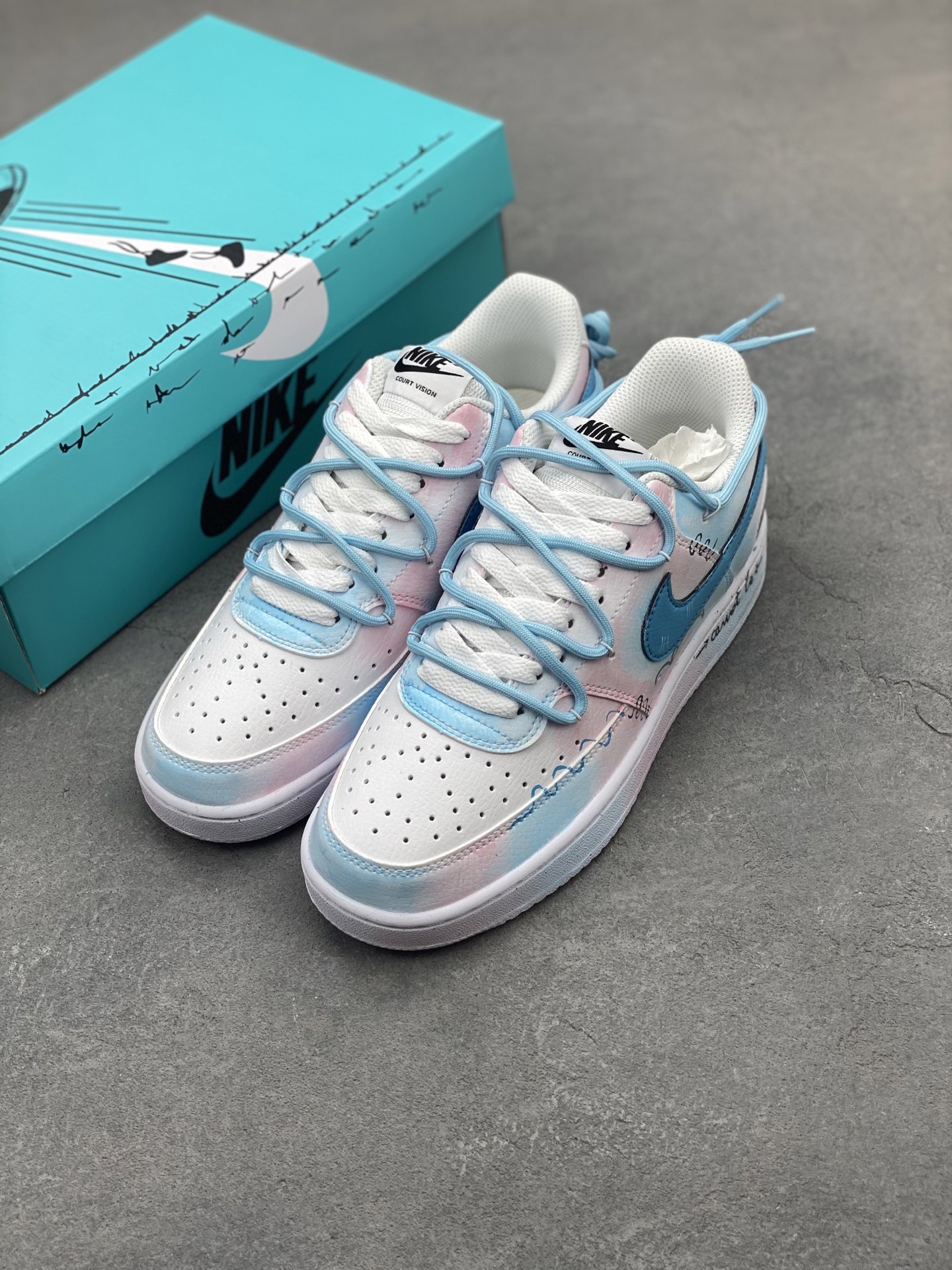 Nike Court Vision Low 'Half Summer Evening' Custom Graffiti Sneakers 9 i1745265714551 7316 0 7