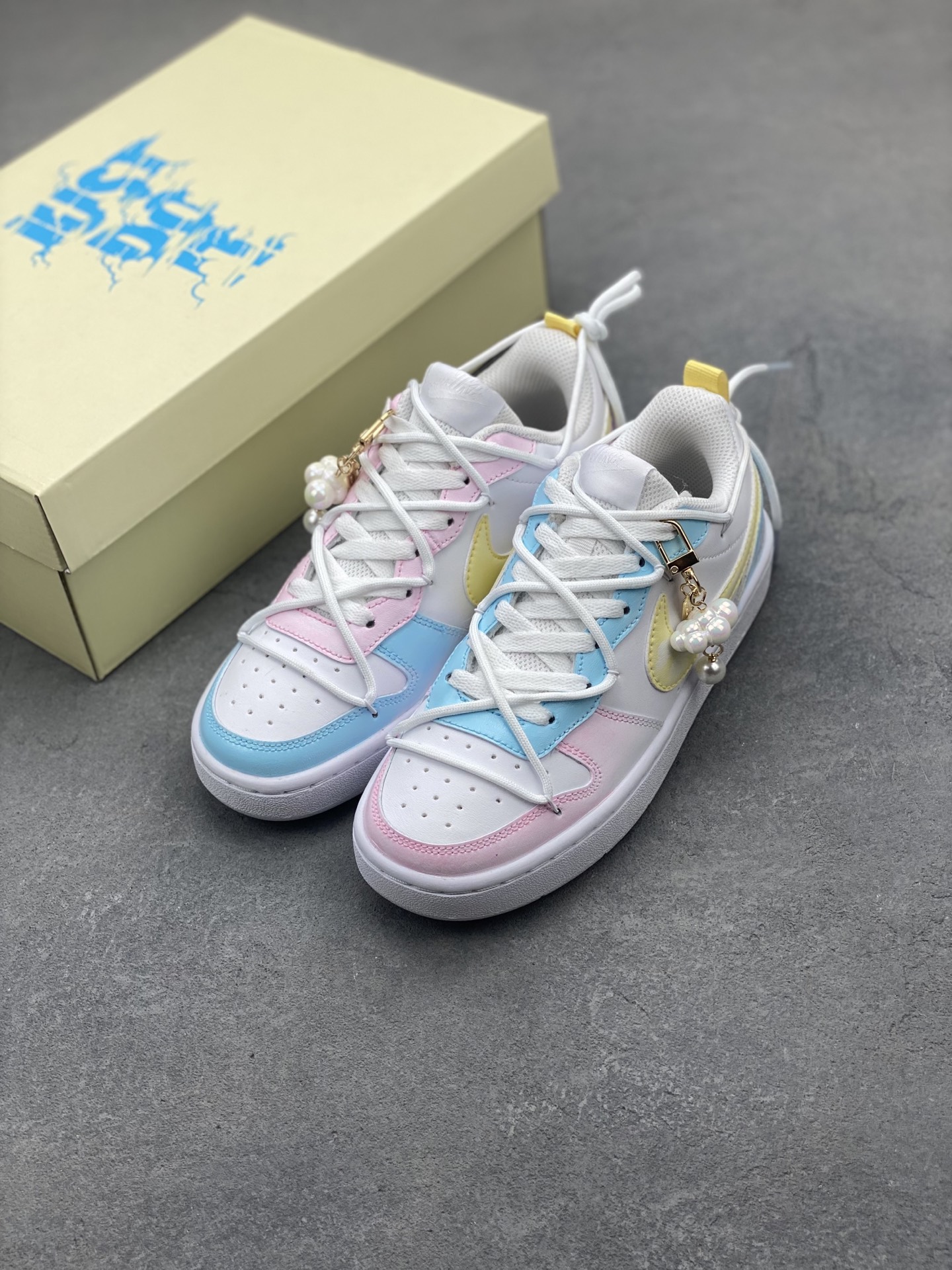 Nike Court Borough Low Rainbow Cloud Sneakers - Pastel Color Block Shoes 9 i1747684902337 2036 0 7
