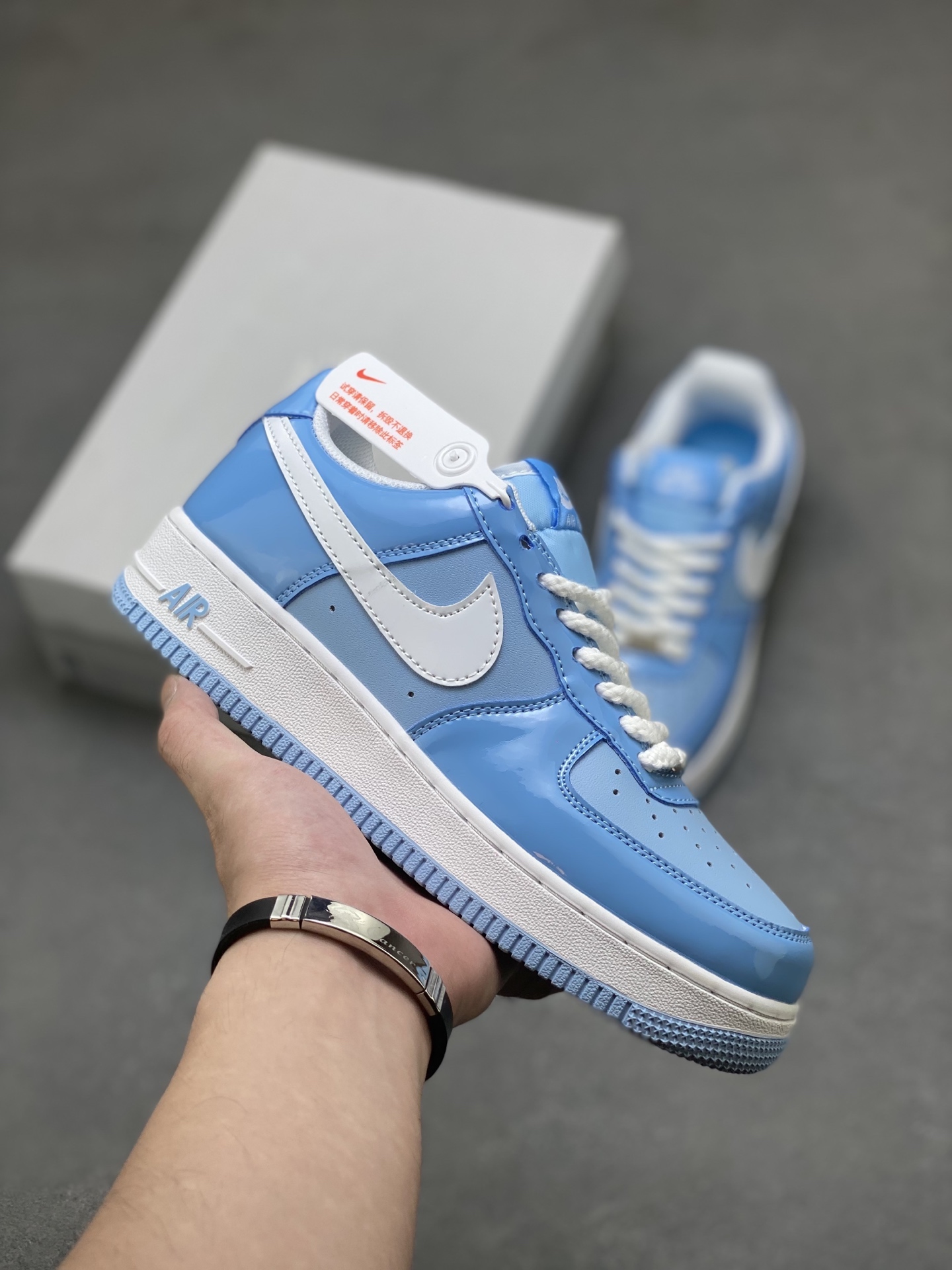 Nike Air Force 1 '07 Low Light Blue Leather Sneakers FQ8714-201 2 i1754849296514 4375 0 0