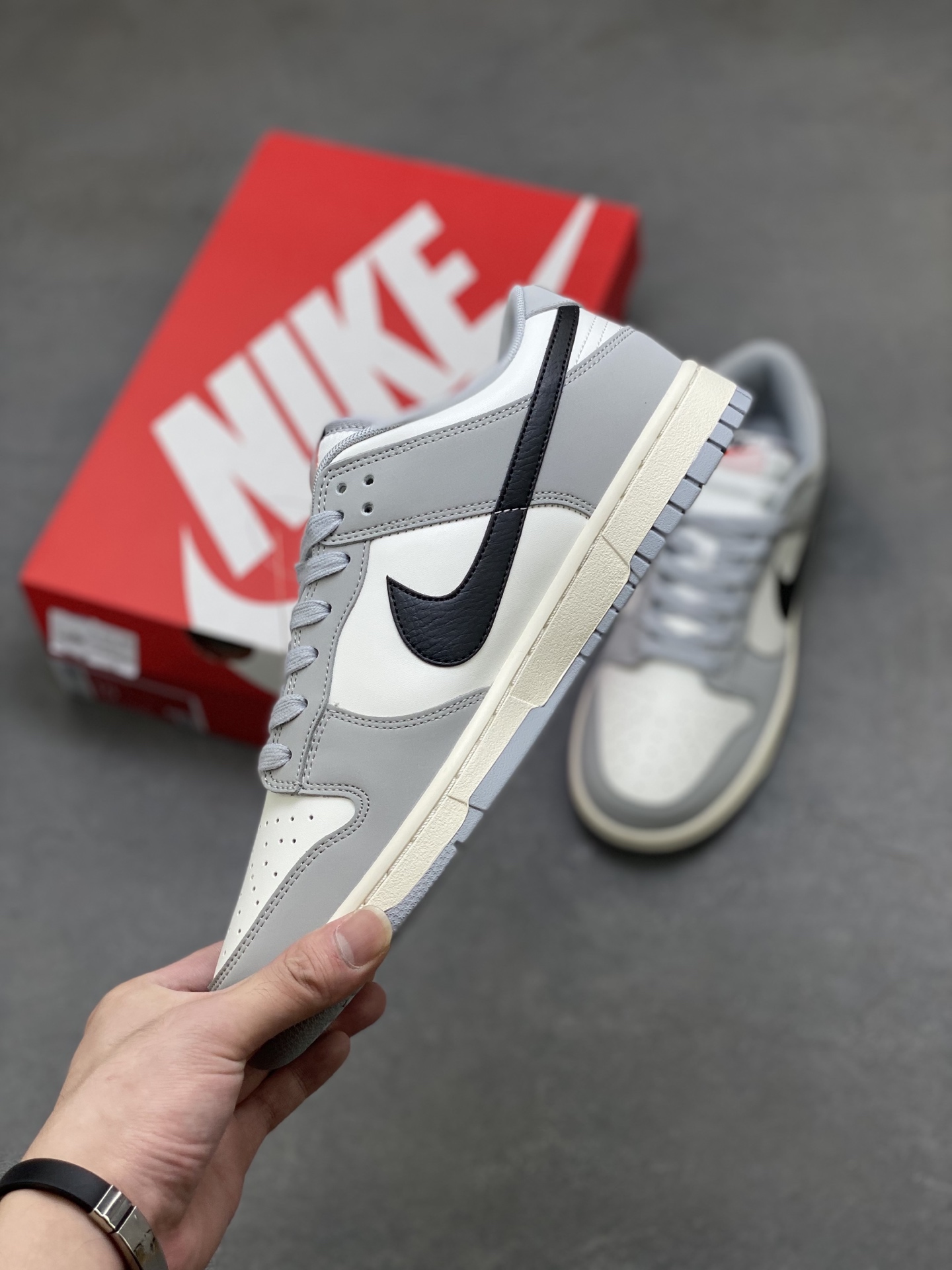 Nike Dunk Low Retro 'DIY' Custom Gray & White Leather Sneaker (IB3079-101) 4 i1755014744637 3423 0 2