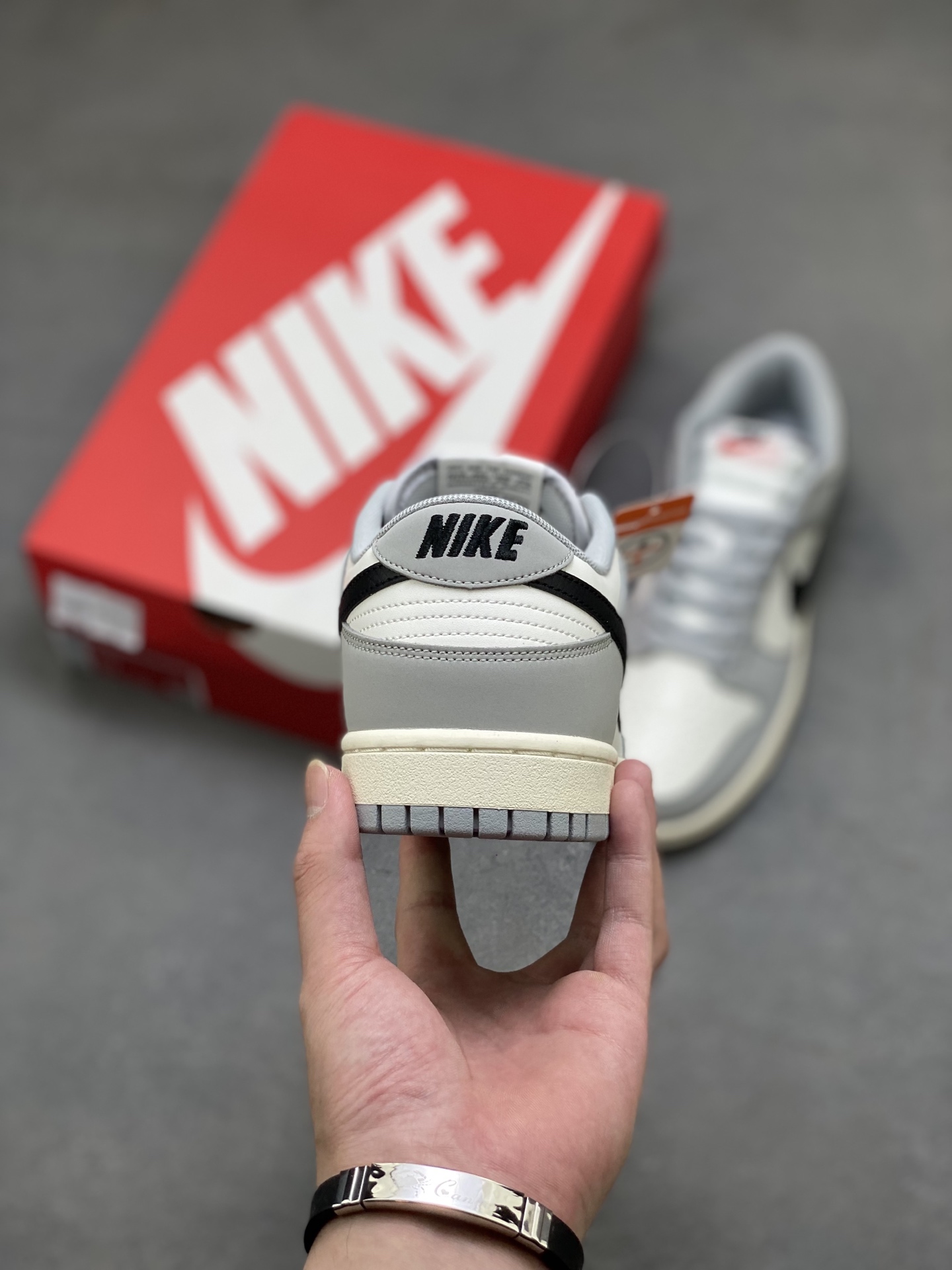Nike Dunk Low Retro 'DIY' Custom Gray & White Leather Sneaker (IB3079-101) 5 i1755014745499 2900 0 3