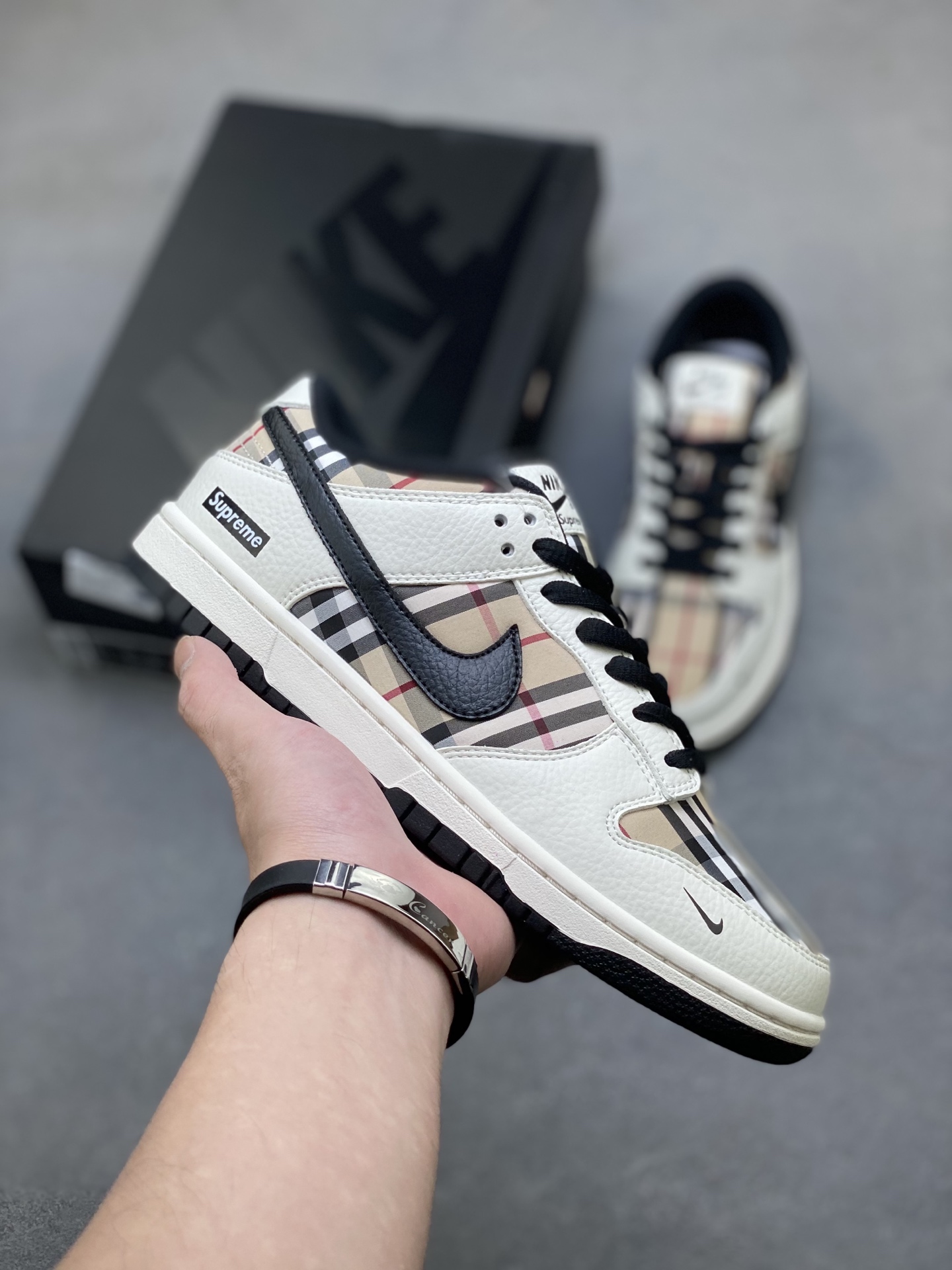 Nike SB Dunk Low Supreme X Burberry Custom Sneakers - Limited Edition