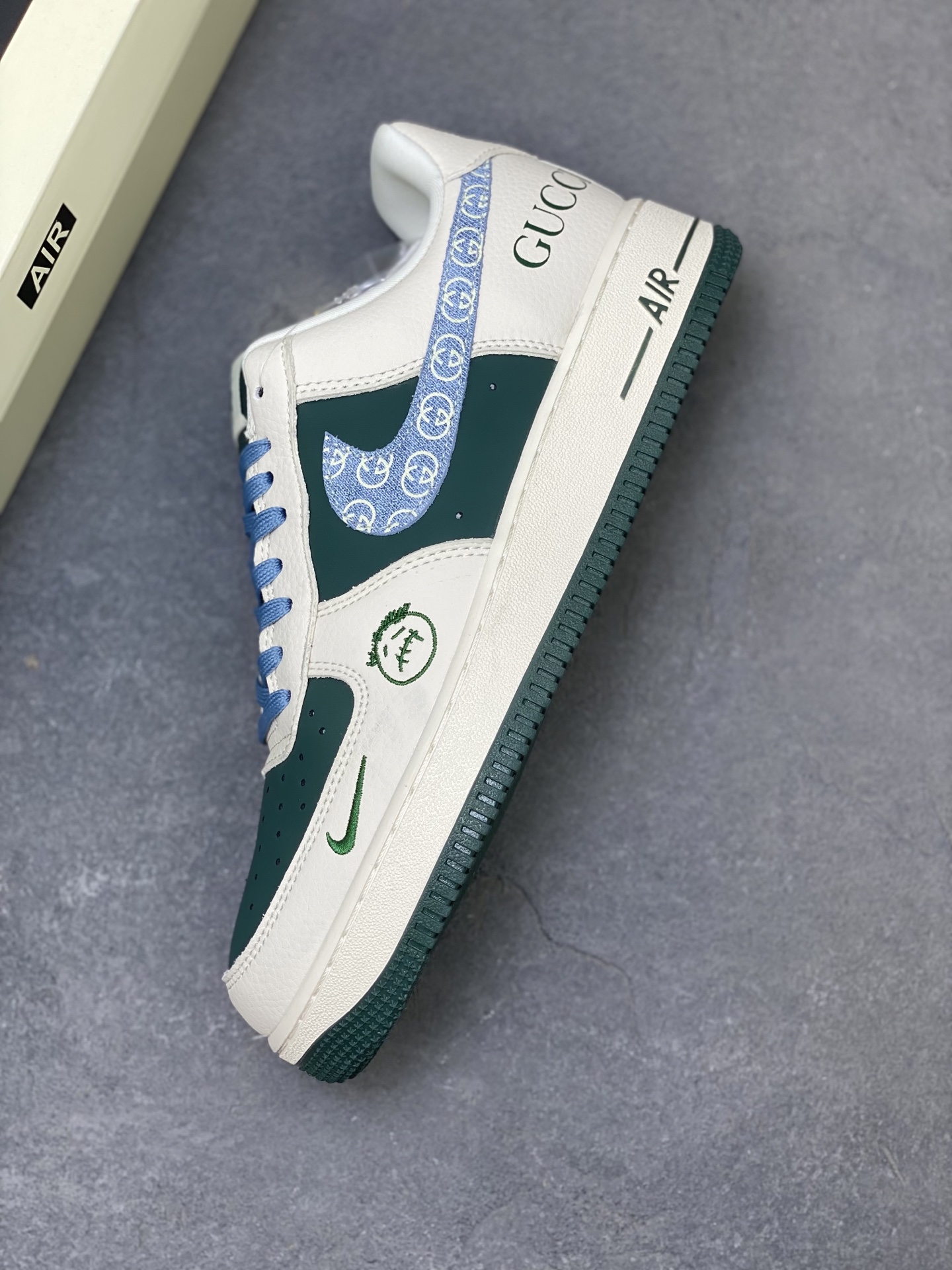 Nike Air Force 1 '07 Low Green/Beige Custom Sneakers With Gucci Logo 8 i1760717305596 361 0 6