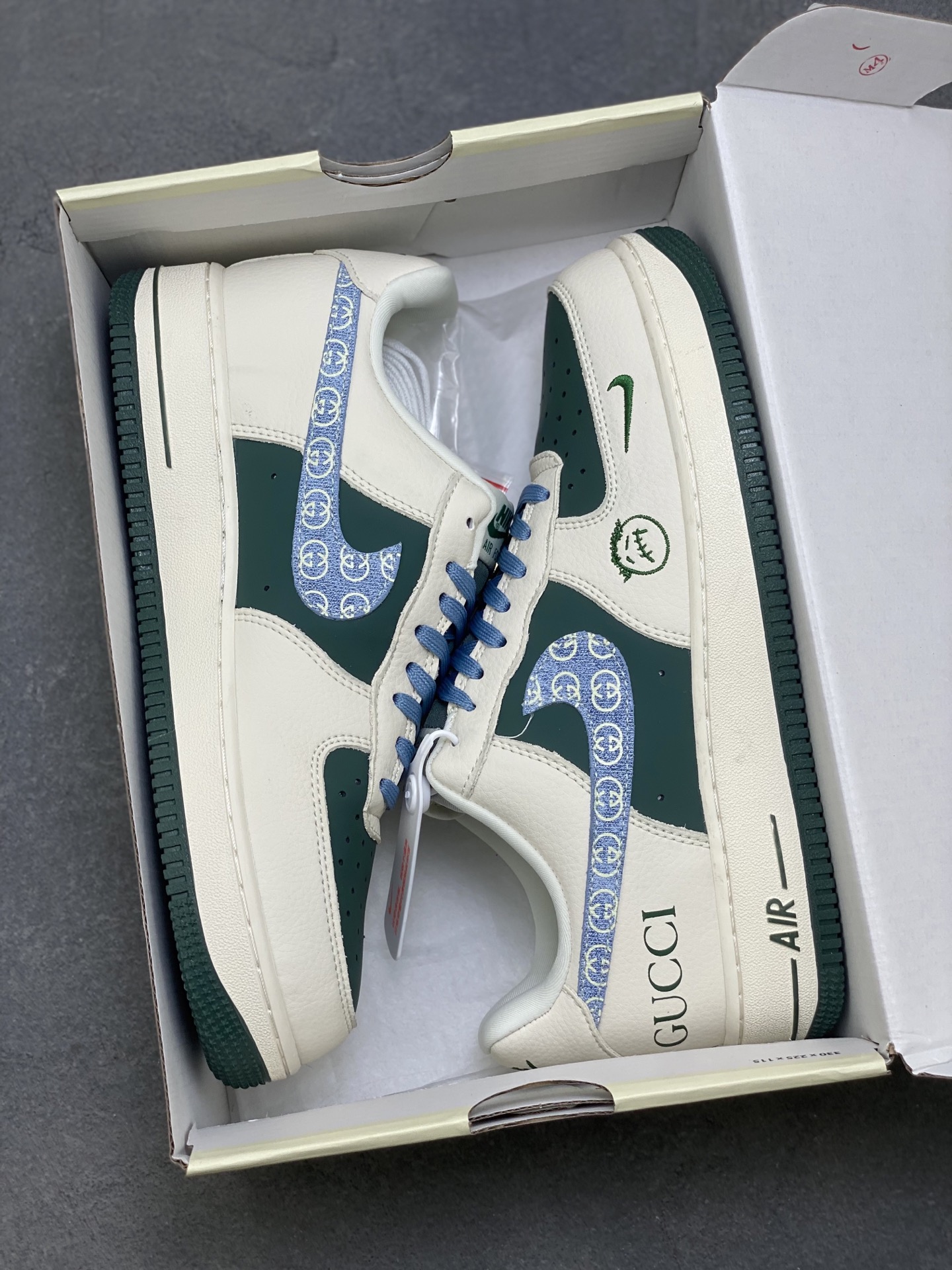 Nike Air Force 1 '07 Low Green/Beige Custom Sneakers With Gucci Logo 10 i1760717308108 3749 0 8