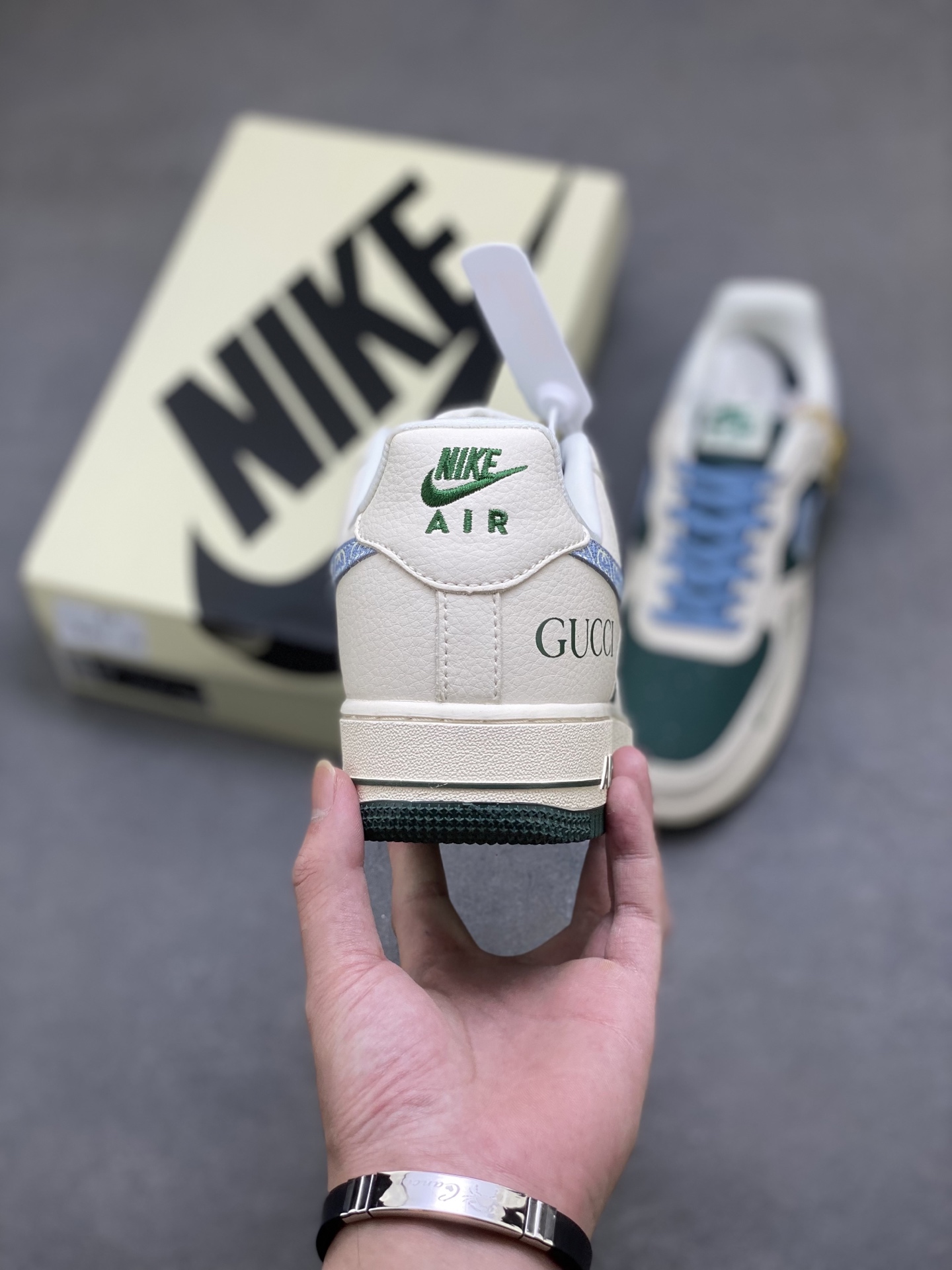 Nike Air Force 1 '07 Low Green/Beige Custom Sneakers With Gucci Logo 5 i1760717308274 469 0 3