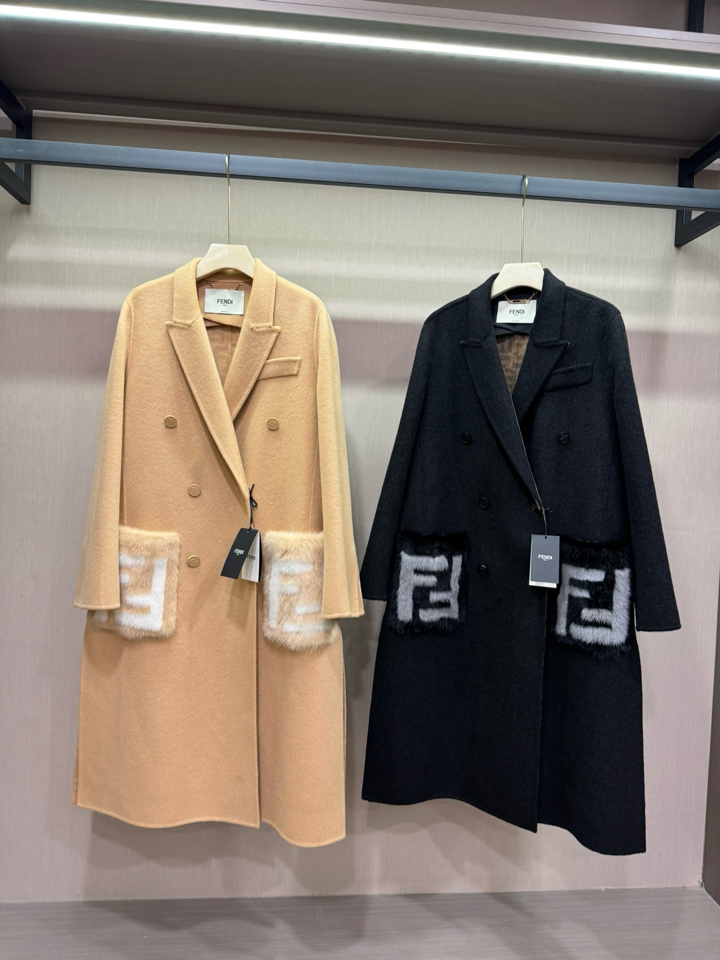 Fendi Women's Wool-Cashmere Blend Coat with Mink Pocket Detail 10 i1725504724 7023 3