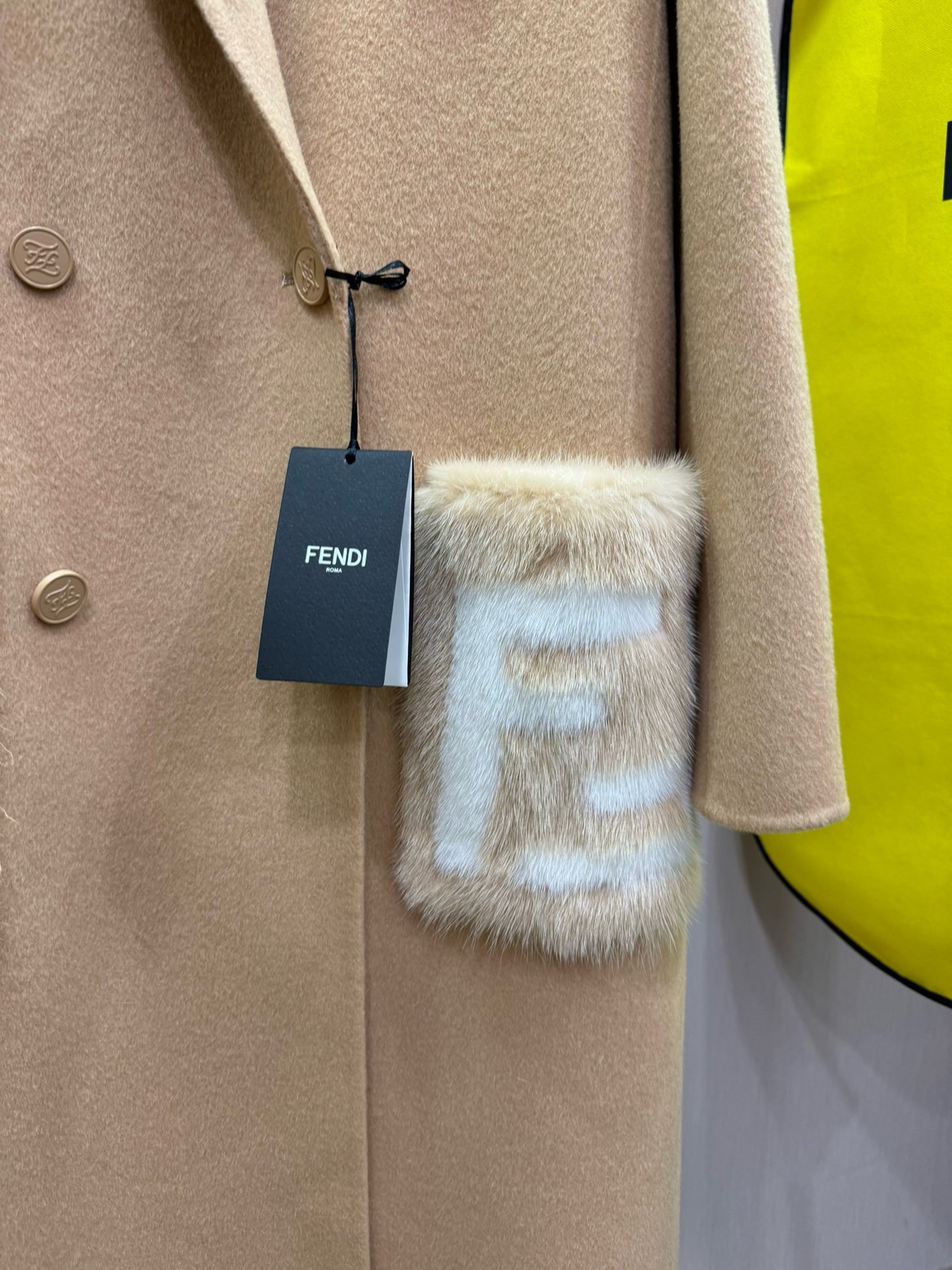 Fendi Women's Wool-Cashmere Blend Coat with Mink Pocket Detail 8 i1725504724 8473 7